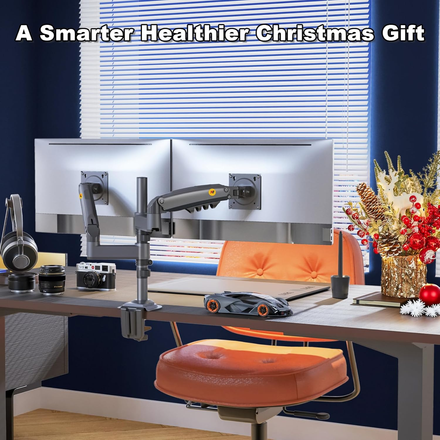 NB North Bayou Dual Monitor Stand Desk Mount Full Motion Swivel Monitor Arms Gas Spring for 17''- 27'' Computer Monitor Stand from 2Kg to 9Kg, Office Home Gifts for Women Men-H180 (Gunmetal) image number 3