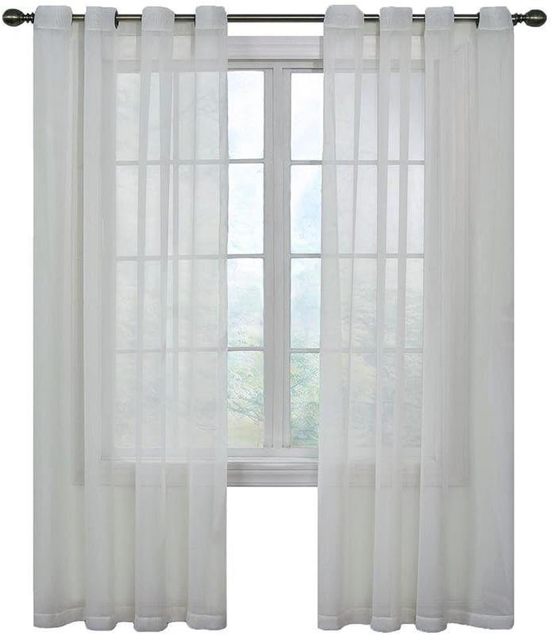 Curtain Fresh Arm & Hammer Odor Neutralizing Sheer Voile Grommet Window Curtain for Bedroom or Living Room (1 Panel), 59 in X 84 In, Ivory