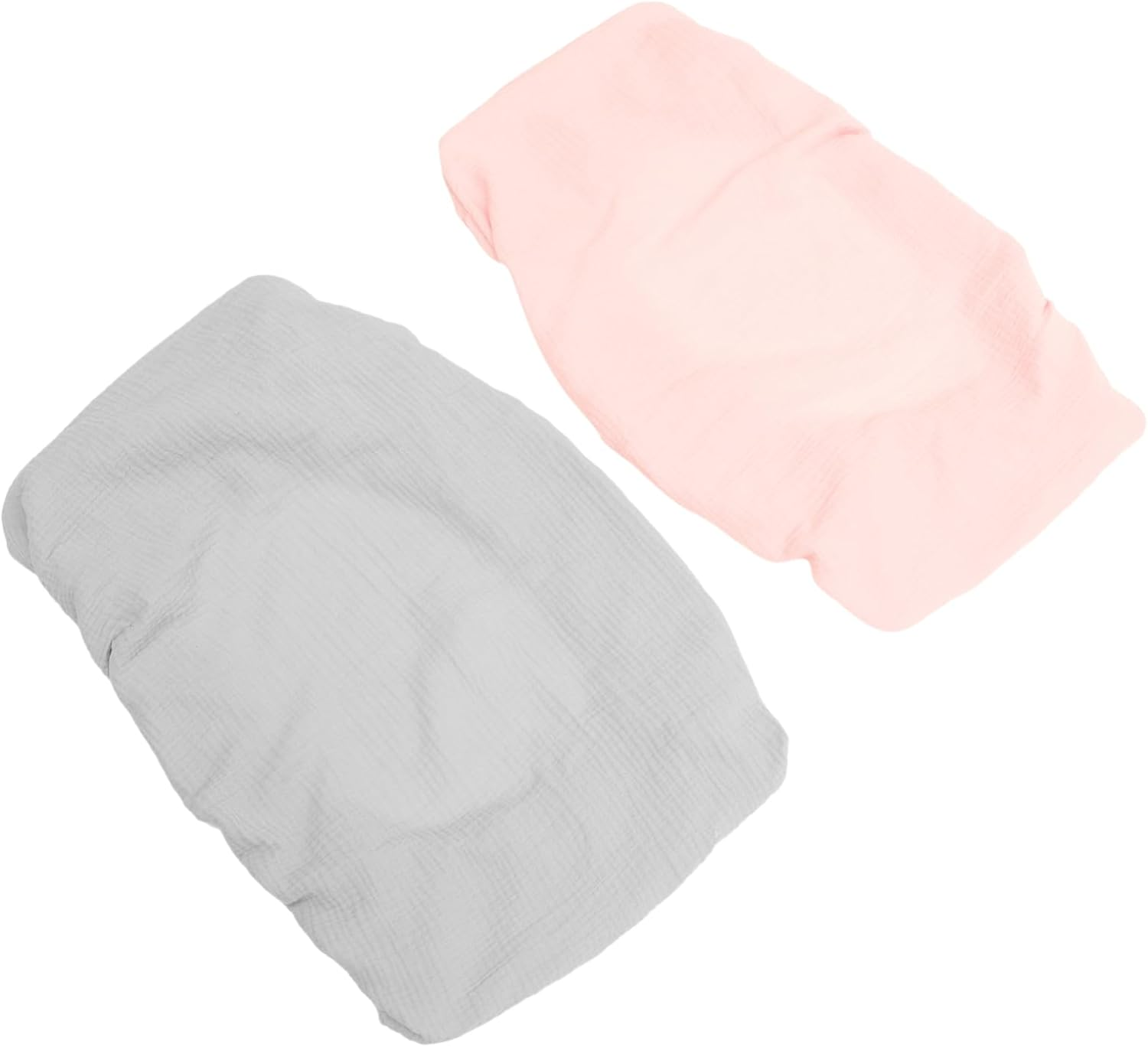 Vaguelly Removable Washable Diaper Changing Pad Covers for Babies, Soft Cotton Gauze Fabric, Elastic Fitted Sheet for Changing Table, 2Pcs Set (Light Pink Grey image number 4