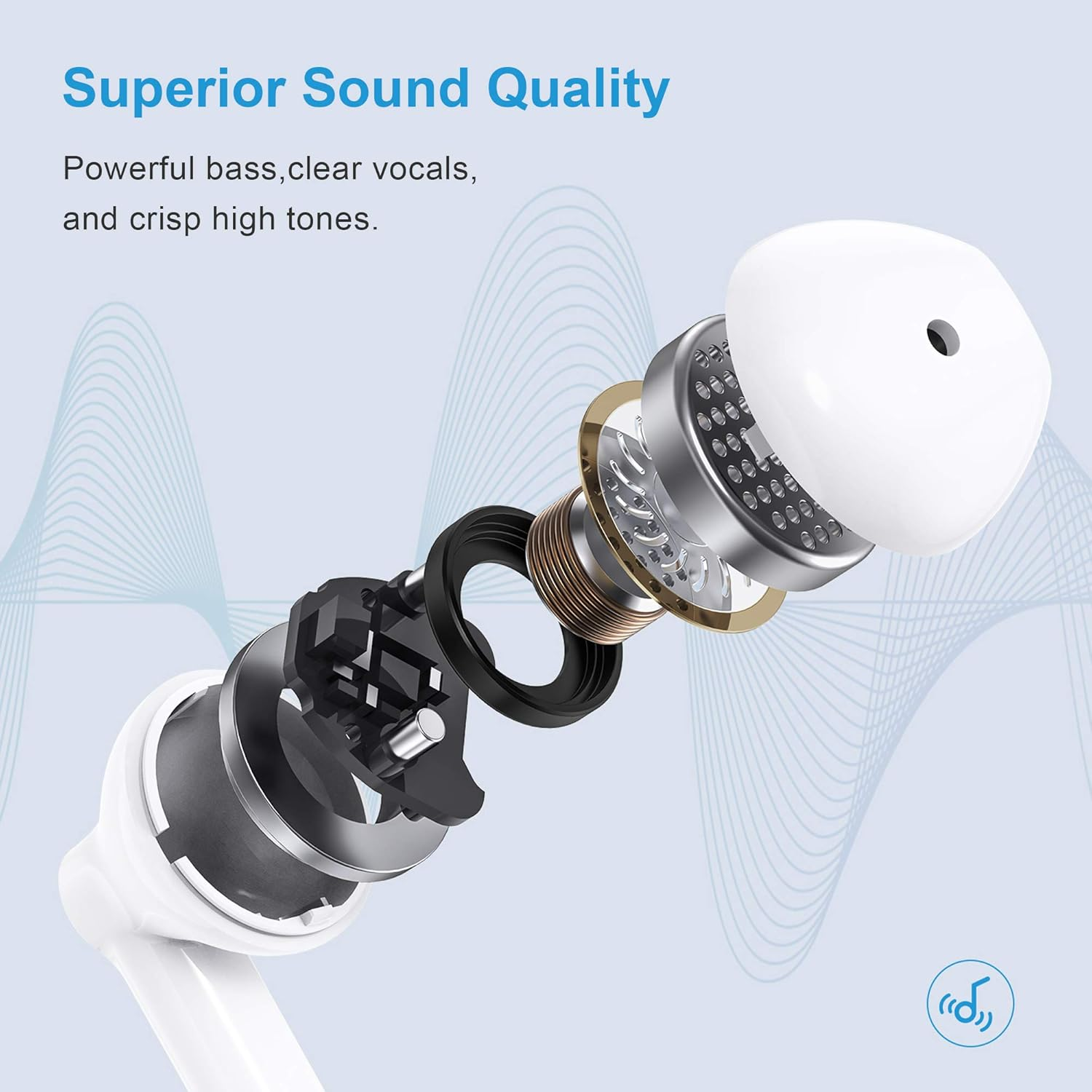 KIANO Lenovo HT30 Bluetooth Headphones, Wireless Stereo In-Ear Headphones with Touch Control, Built-In Microphone, Compact Charging Box, Dark Green