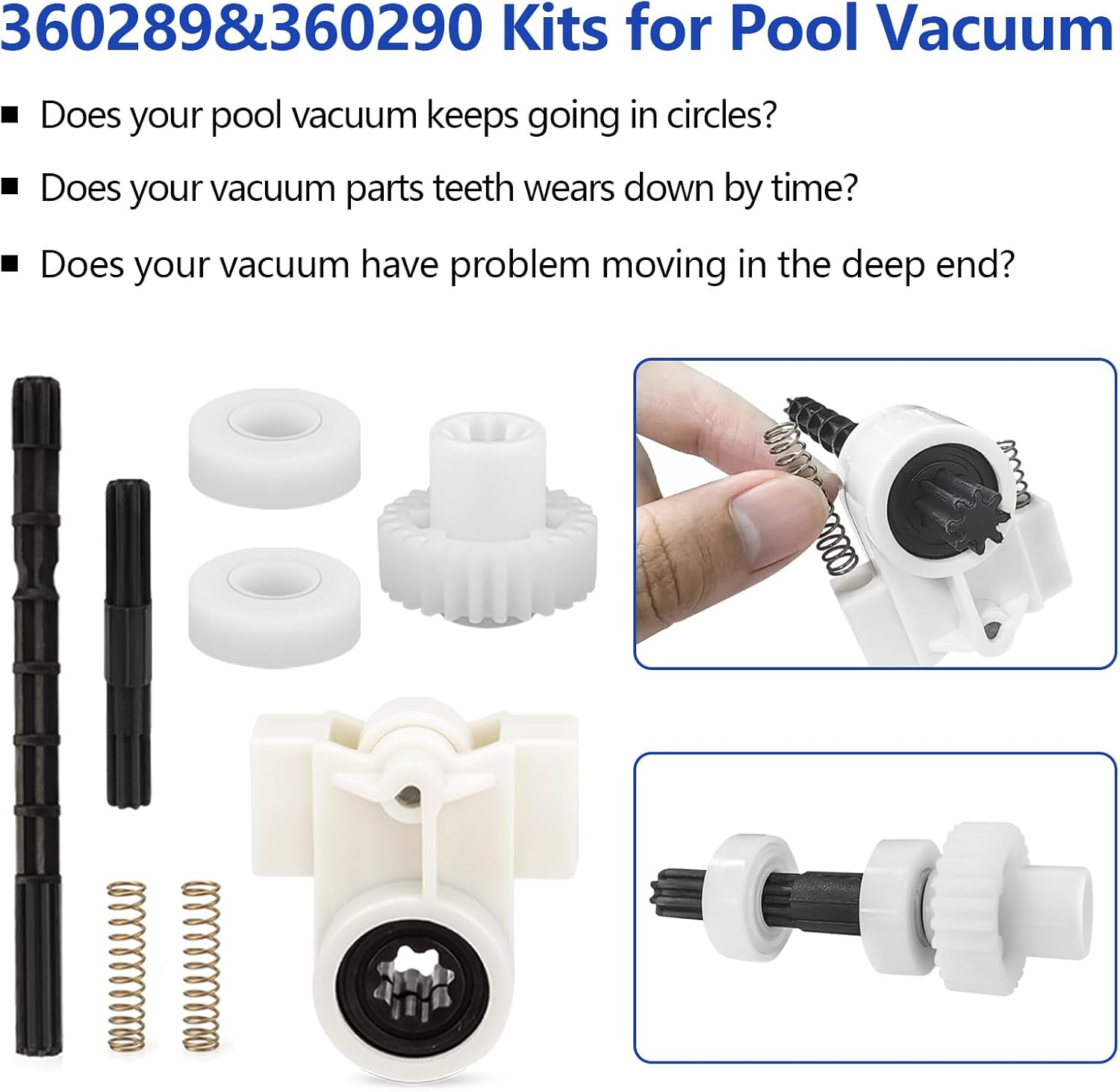 360289 Left Drive Kit & 360290 Right Drive Kit Pool Cleaner Bearings Tune up Kit for Pentair Kreepy Krauly Rebel & Kreepy Krauly Warrior Pool Automatic Suction Cleaners/Vacuum Drive Axle Assembly