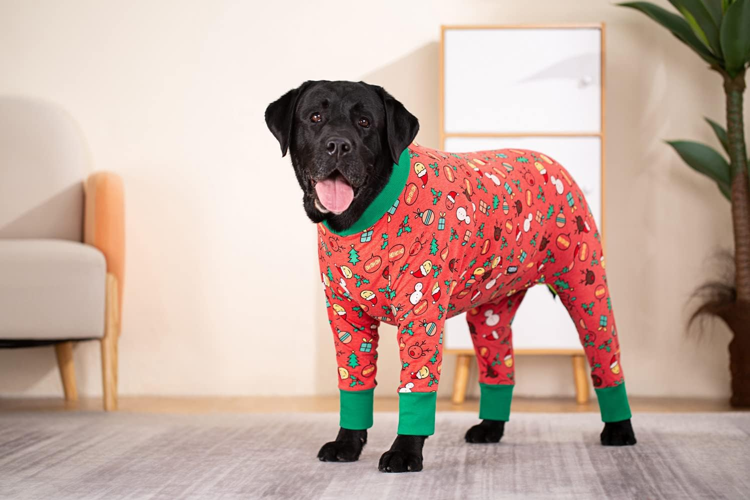BT Bear Pet Onesie for Large Dogs, Protect Joints Pet Pyjamas, PJS Dog Jumpsuit for Medium Large Dogs (5XL, Red Christmas) image number 5