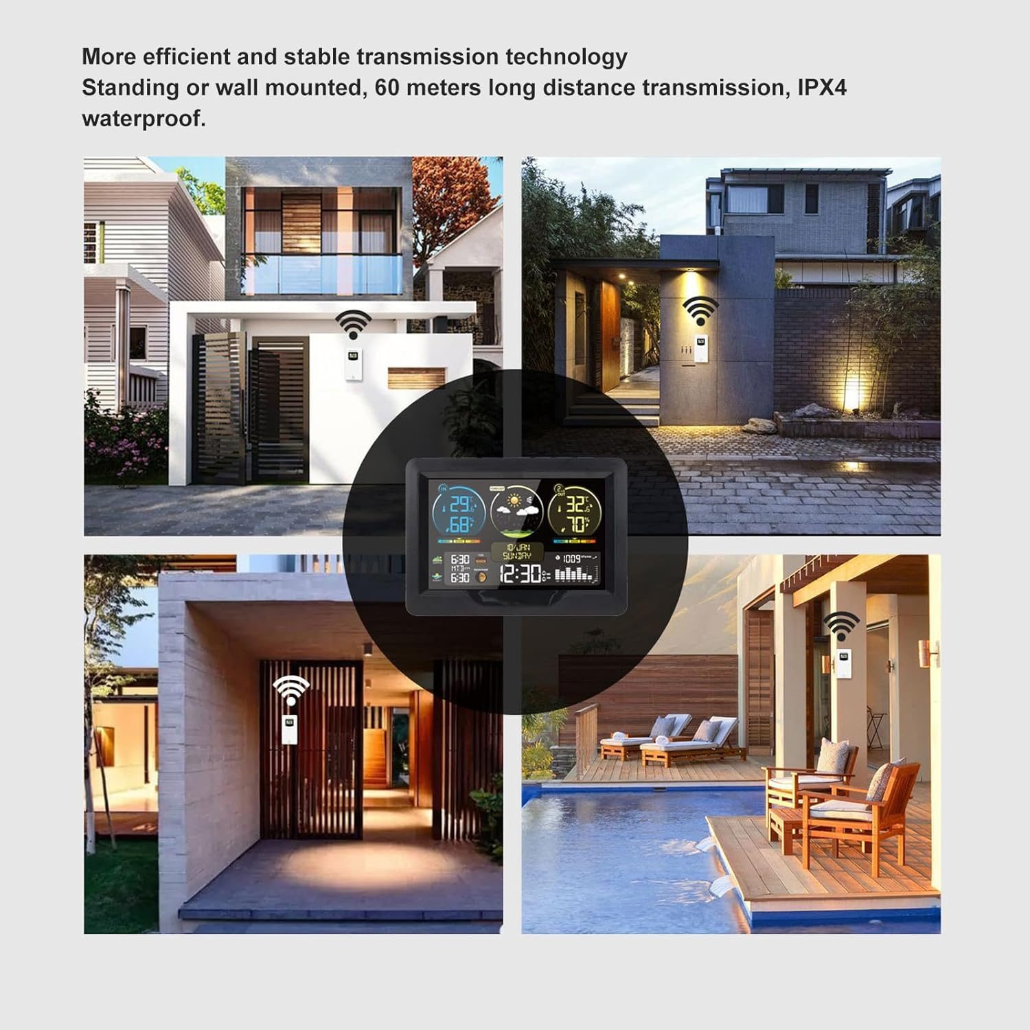 Omabeta 1PCS Digital Weather Station Color Display with Temperature Humidity Monitor/Rain Gauge/Time/Electronic Calendar/Air Pressure/Tide/Moon Phase/Local Sunrise and Sunset Time,16.1 * 11.5 * 3.5Cm image number 6