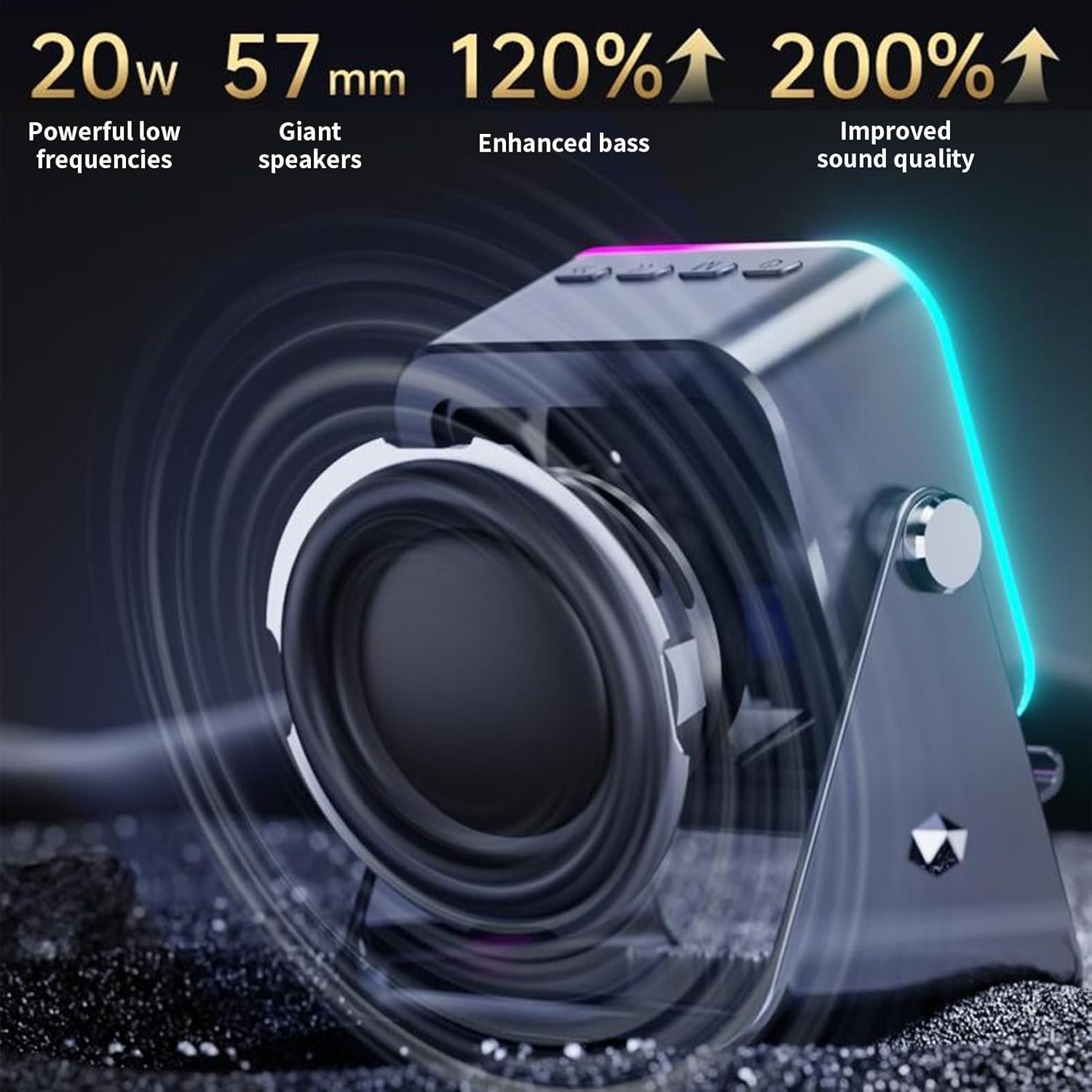 5 in 1 Wireless Induction Bluetooth Speaker, Wireless Induction Speaker with Adjustable Phone Stand, 8 Colors RGB Ambient Light, Bluetooth 5.2, Fast Connect Audio Player (2*White) - 2*Black image number 5