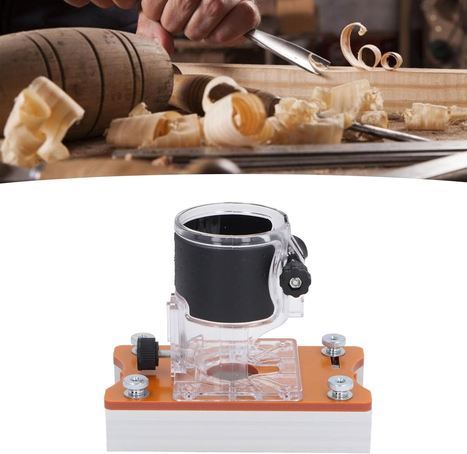 Aluminum Alloy Trimming Machine Cover with Clear Cover, Slot Plate Locator for Accurate Positioning, Woodworking Trimmer Router Base Compatible with Makita Router image number 6