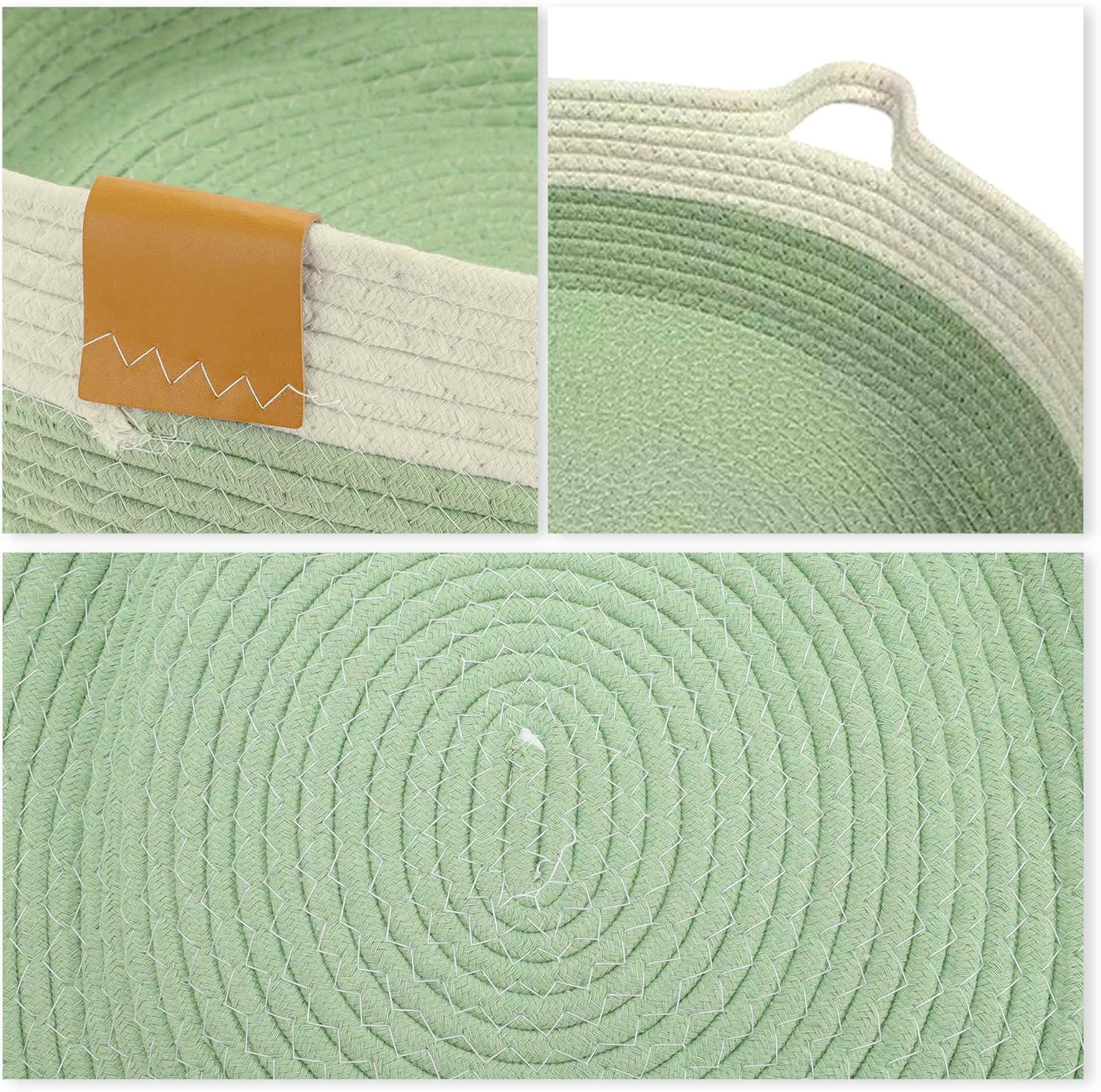 CAPASTEC Woven Cat Bed, 50 Cm Diameter, Foldable Basket Nesting Site, Breathable Pet Lounger, Claw Abrasion-Resistant Universal Kitten Bed, Light Green