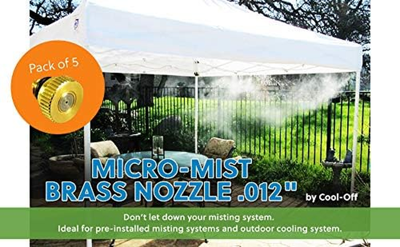 Cool-Off Micro-Mist Nozzle- Garden & Patio Misting System, Cooling Brass Nozzles with 0.012 Inch Size & 10/24 Inch Thread (Pack of 5)