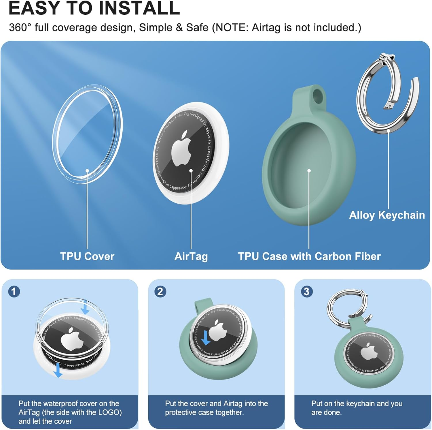 【4 Pack】 for Airtag Holder with Keychain, Upgrade Waterproof Silicone Airtags Key Ring Protective Case Cover Compatible for Apple Air Tag GPS Item Finders Accessories image number 5