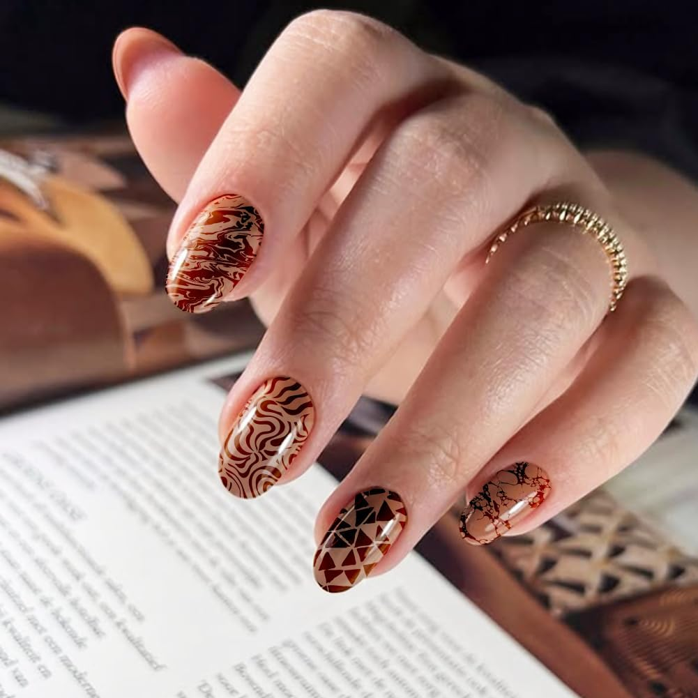 PH Pandahall 2Pcs French Line Print Nail Art Template Swirl Line Pattern Nail Stamp Plate Stainless Steel Image Plate Texture Nails Stencil Set for Women DIY Printing Decor 5.7X3.7 Inch image number 5