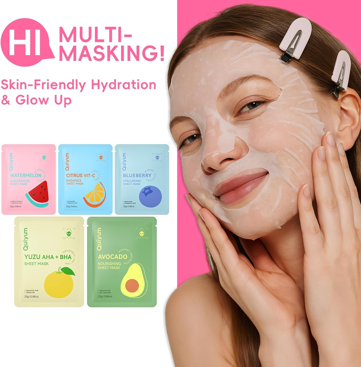 Face Masks Skin Care Sets, Facial Masks for Women Teen Girls Skincare, Sheet Masks Beauty with Natural Ingredients, Moisturize & Soothe for All Skin Type, Birthday Party Spa Gift 25 Pack image number 5