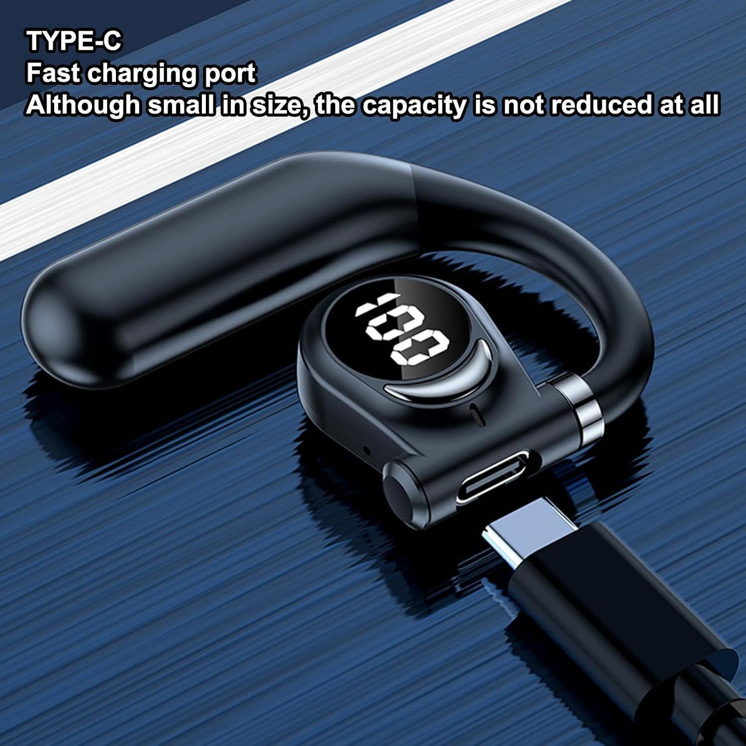 LED Display Open-Ear Earbud &ndash; True Wireless Single Ear Headset with Instant Pairing | Compact -Ear Earpiece for Riding, Gym, Fishing, Long Battery Life, Stable Fit, Outdoor Activities image number 2