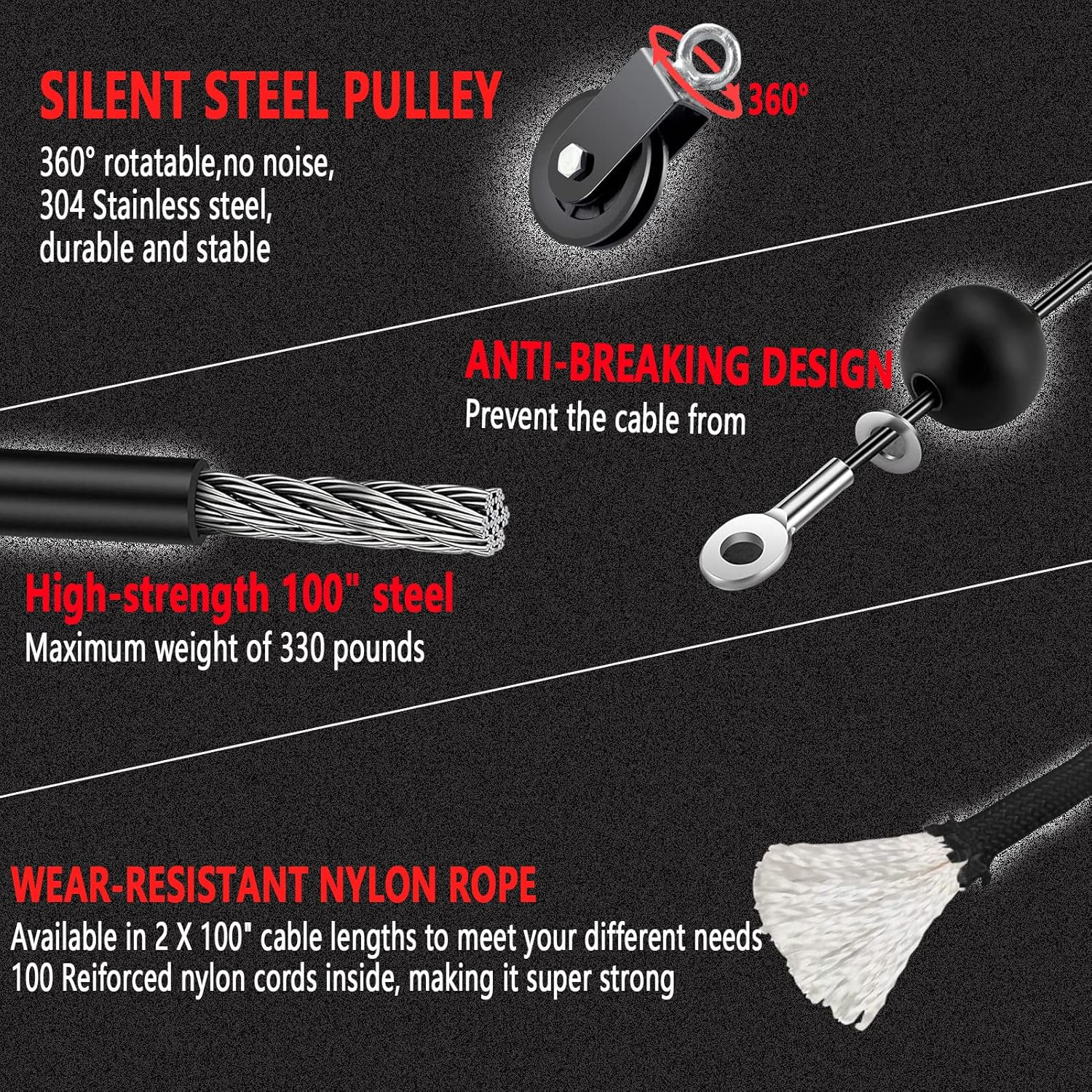 Cable Pulley System Gym Upgraded Home Strength Training Equipment Workout Accessories LAT Pull down Fitness for Triceps Pull down Biceps Curl Back Forearm Shoulder image number 2