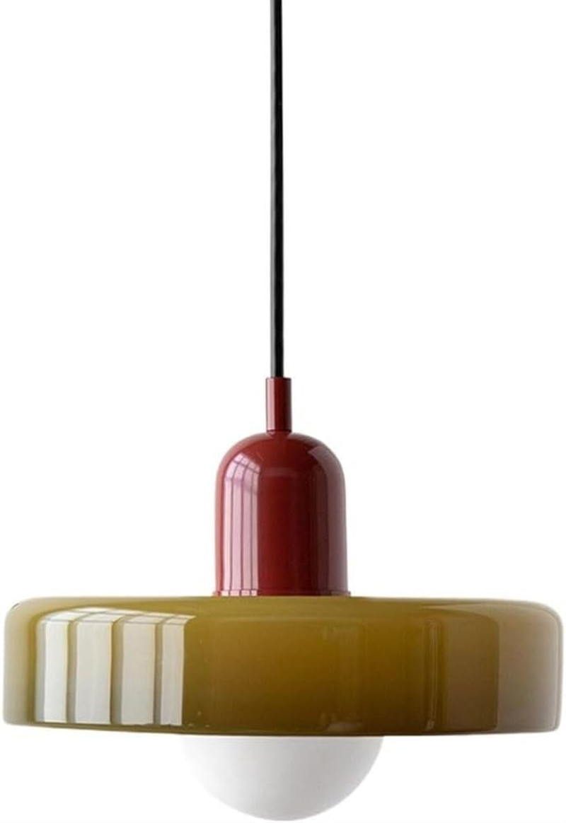 YPDTSNGV Simple Creative Chandelier,Green Glass Pendant Light, Mid Century Modern Hanging Light,Vintage Farmhouse Coastal Hanging Ceiling Lamp,For Kitchen Island Study Room Living Room Bar(Tawny+Green - Green image number 2