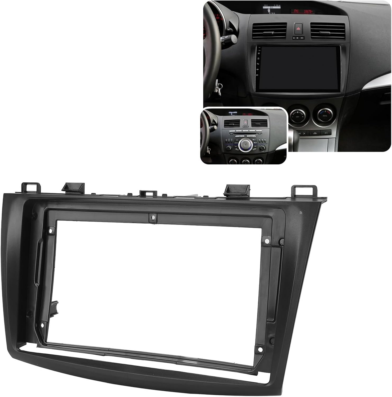 Dash Fascia, Car Radio Fascia Panel Dash Trim Kit, 9In Car Navigation Panel Frame Black Stereo Dash Fascia Replacement for Mazda 3 2010‑2013 image number 2