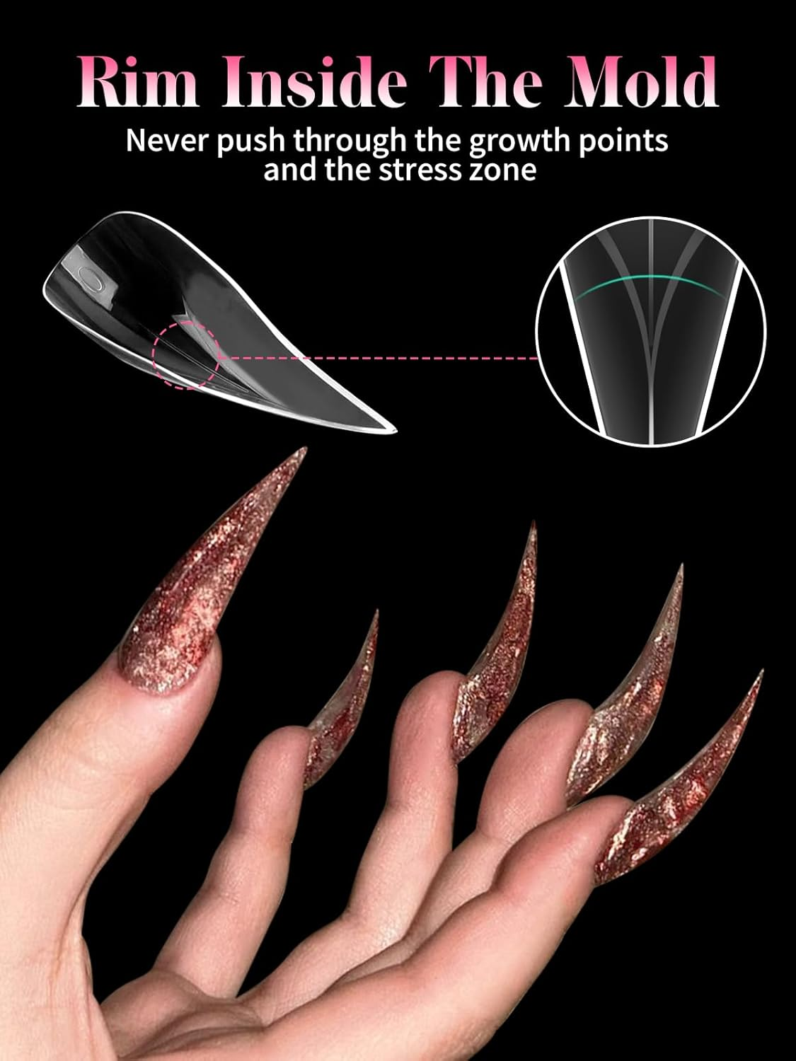 EBANKU 150PCS Poly Gel Nail Forms, Reusable Dual Forms for Polygel Long Mold Acrylic Nail Extension Tool for Home Salon Manicure, 15 Sizes(Eagle Claw)