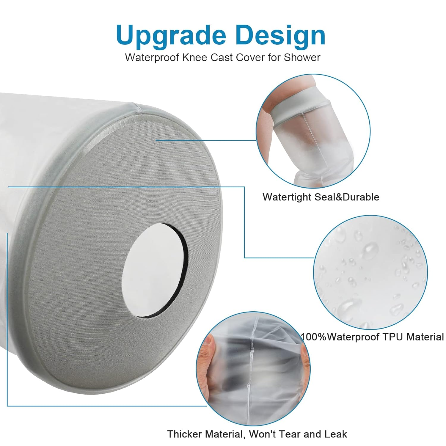 Waterproof Knee Cast Cover for Shower,Watertight Cast Bag Covers- Shower Protector for Knee Replacement Surgery, Wound, Burns Reusable image number 6