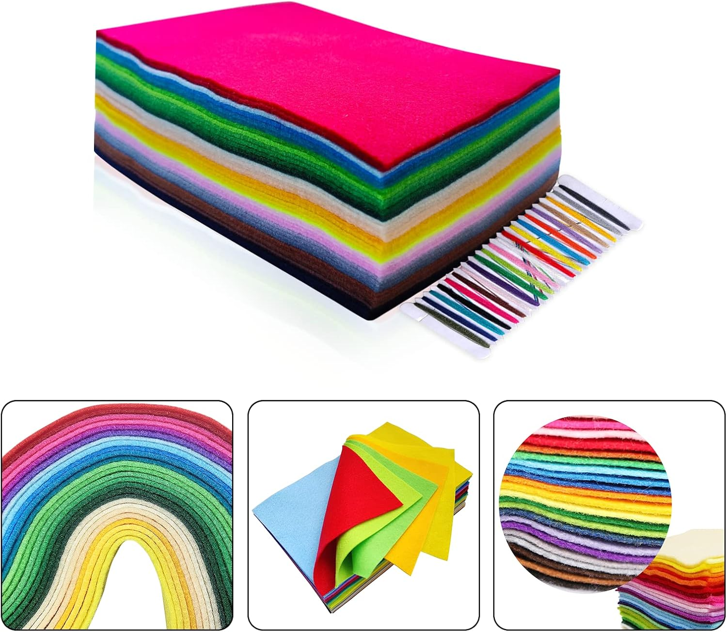 Jtnohx Soft Felt Sheets, 40 Colors Assorted Craft Felt Fabric, Color Fabric for Crafts, Square Sheets for Sewing Decorations and Party Projects (40 Colors 20&times;30Cm) image number 1