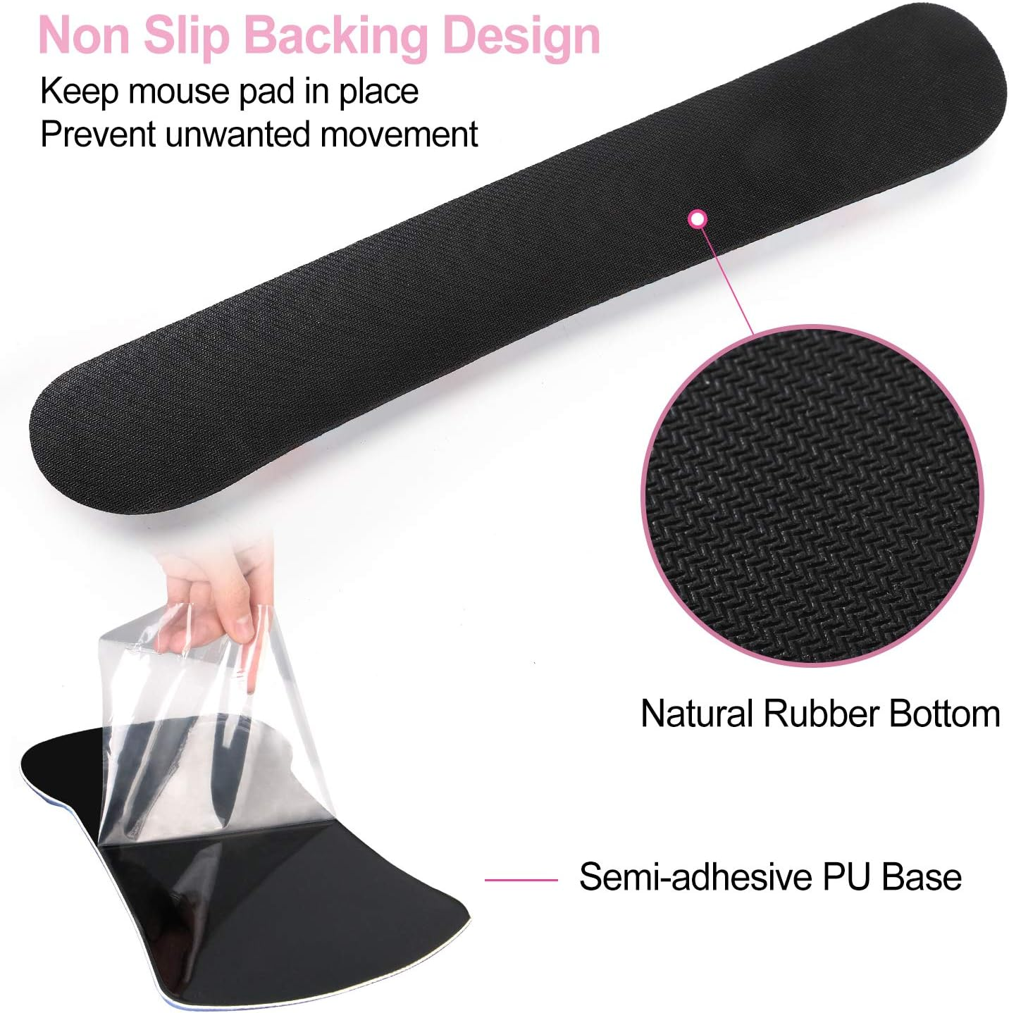 Keyboard Wrist Rest Pad Ergonomic Mouse Pad Set, Tolulu Cute Mouse Pad for Computer Laptop, Non Slip Mousepad Keyboard Wrist Support with Raised Memory Foam for Easy Typing & Pain Relief, Pink Hearts image number 5