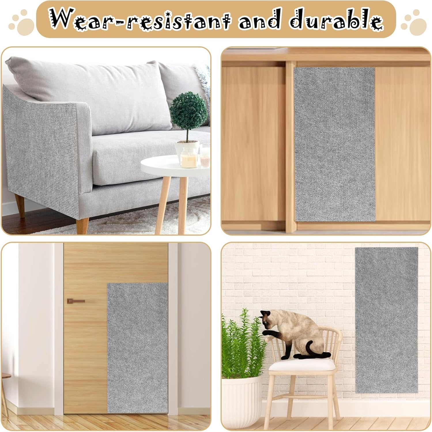 Lets Joy Climbing Cat Scratcher, 40 X 100 Cm Cat Scratching Mat, Scratching Post for Cats, DIY Cat Scratching Mat, Self Adhesive Scratching Mat for Cats, Sofa Furniture Protector image number 4