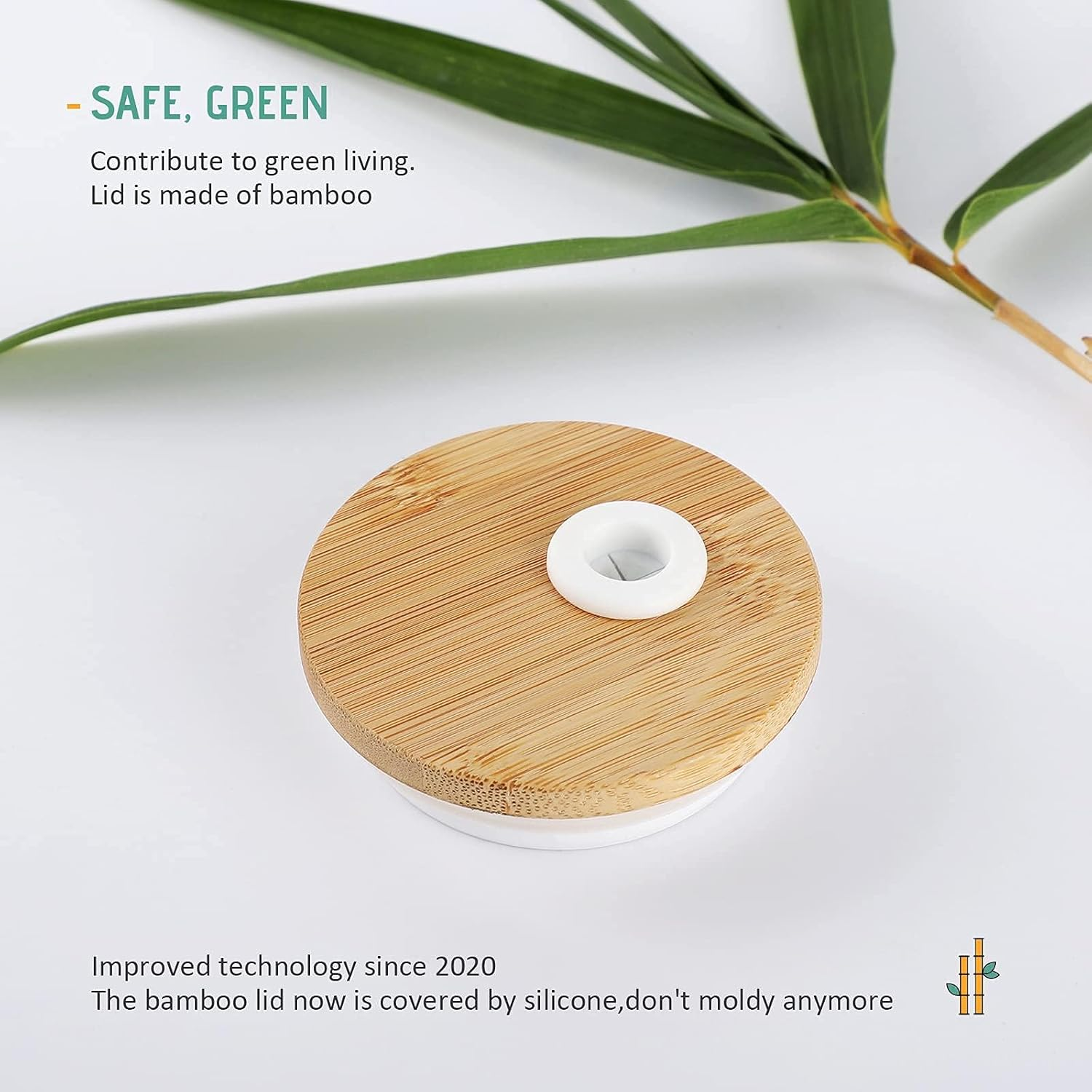 Tronco 20 Oz Glass Tumbler with Lids and Straws, Glass Water Bottle Silicone Protective Sleeve, Iced Coffee Cup with Bamboo Lid, Reusable Smoothie Cup, BPA Free (Blue Horizon 1 Count) image number 4