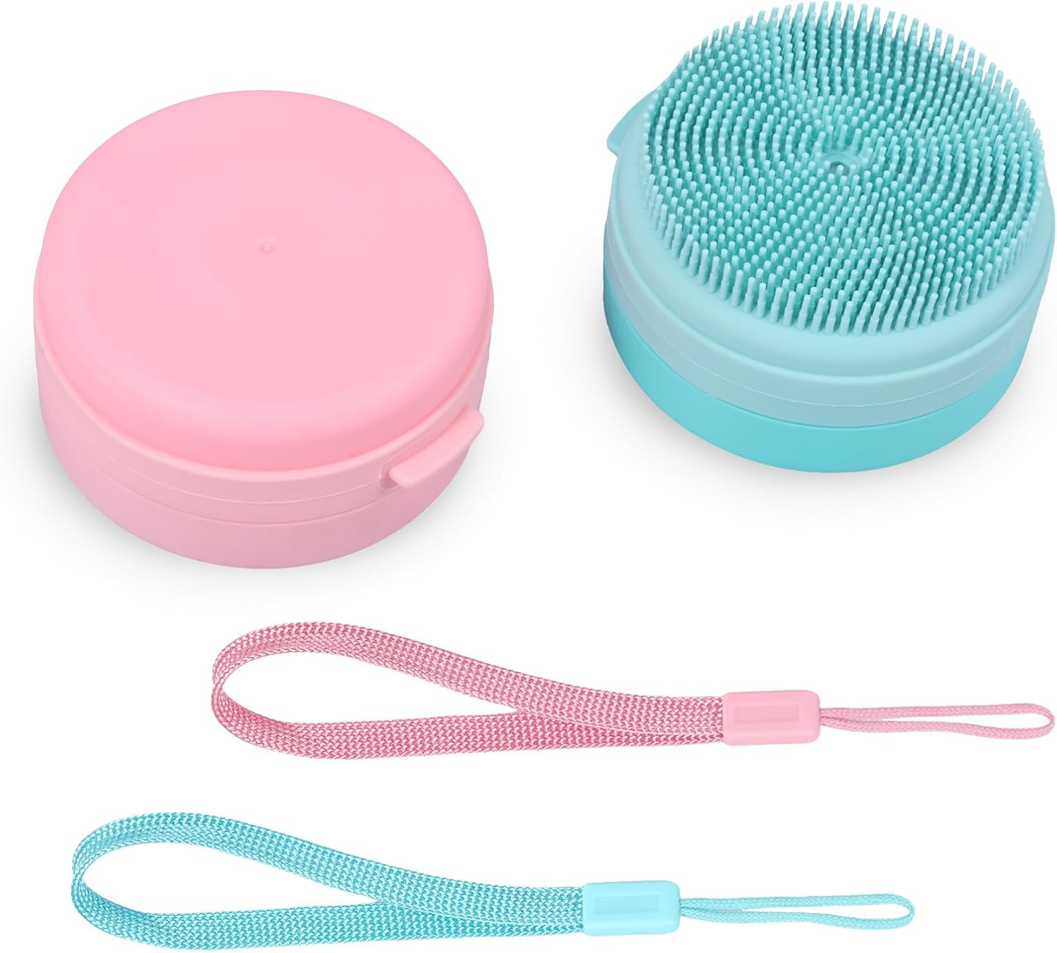 DJAPWPX 2/3 Pcs Silicone Body Scrubber Soft Silicone Shower Brush with Lanyard Safe Body Scrubber for Sensitive Skin Children Women Men (1 Pink+1 Blue)