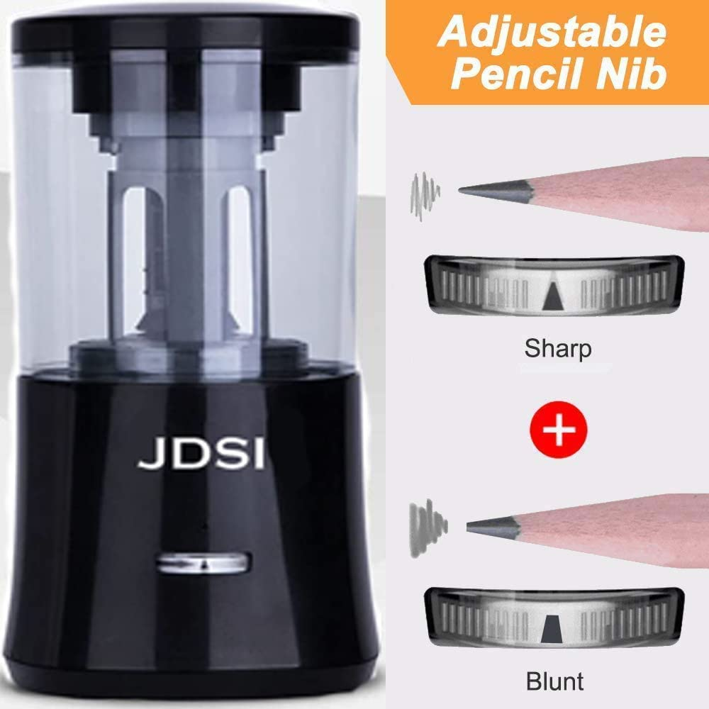 JDSI Auto Pencil Sharpener, Electric Heavy-Duty W/Adjustable Tip (Fine/Coarse), Self-Feeding for 6-8Mm Pencils, Replaceable Blade, Auto-Stop, Helical Cutter image number 3