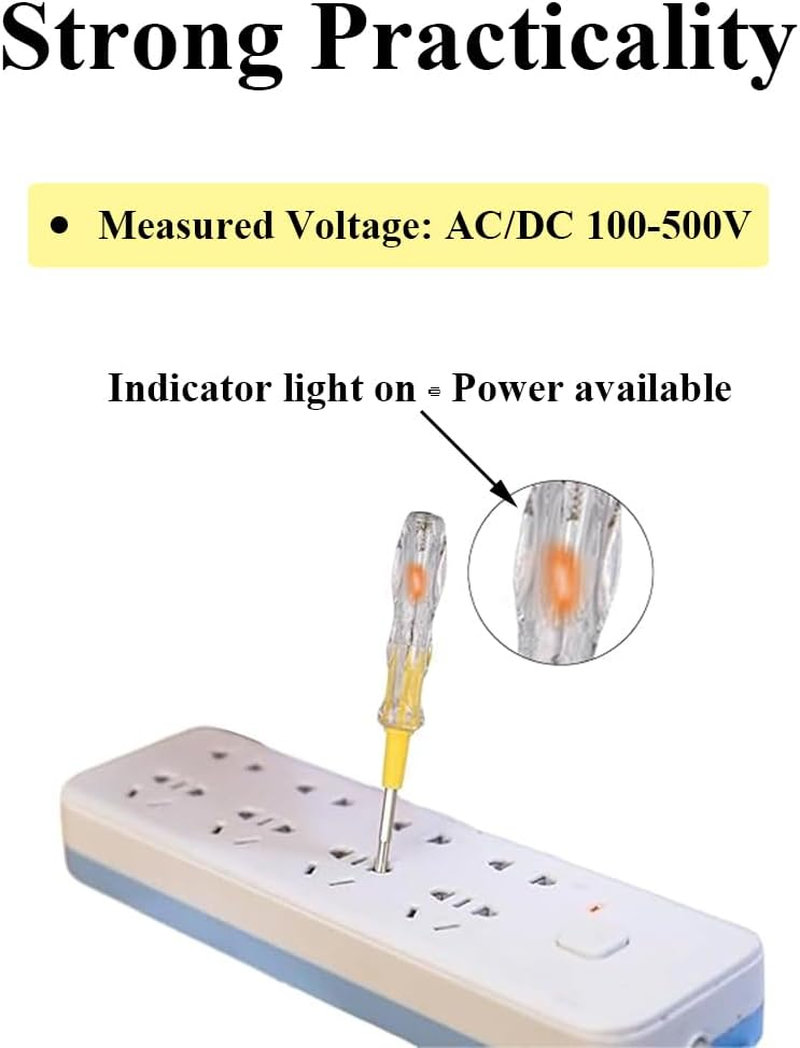 2 in 1 Screwdriver Voltage Tester, 2 Pieces Phillips and Flat Double Head Screwdriver Electric Test Pen DIY Hand Tool image number 3