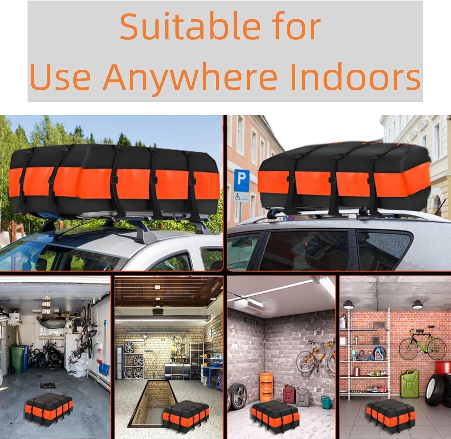 Rooftop Cargo Carrier, Jnilygo Waterproof Car Roof Bag for All Vehicles With/Without Rack, Roof Top Luggage Bag, Anti-Slip Mat, 10 Reinforced Straps, 6 Door Hooks, Luggage Lock Included image number 1