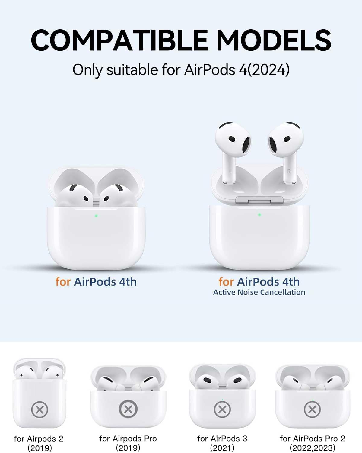 T Tersely Safety Lock Case for Airpods 4 with Cleaner Kit,Secure Lock Armor Shockproof Protective Hard Shell with Carabiner&Cleaner Kit - Transparent