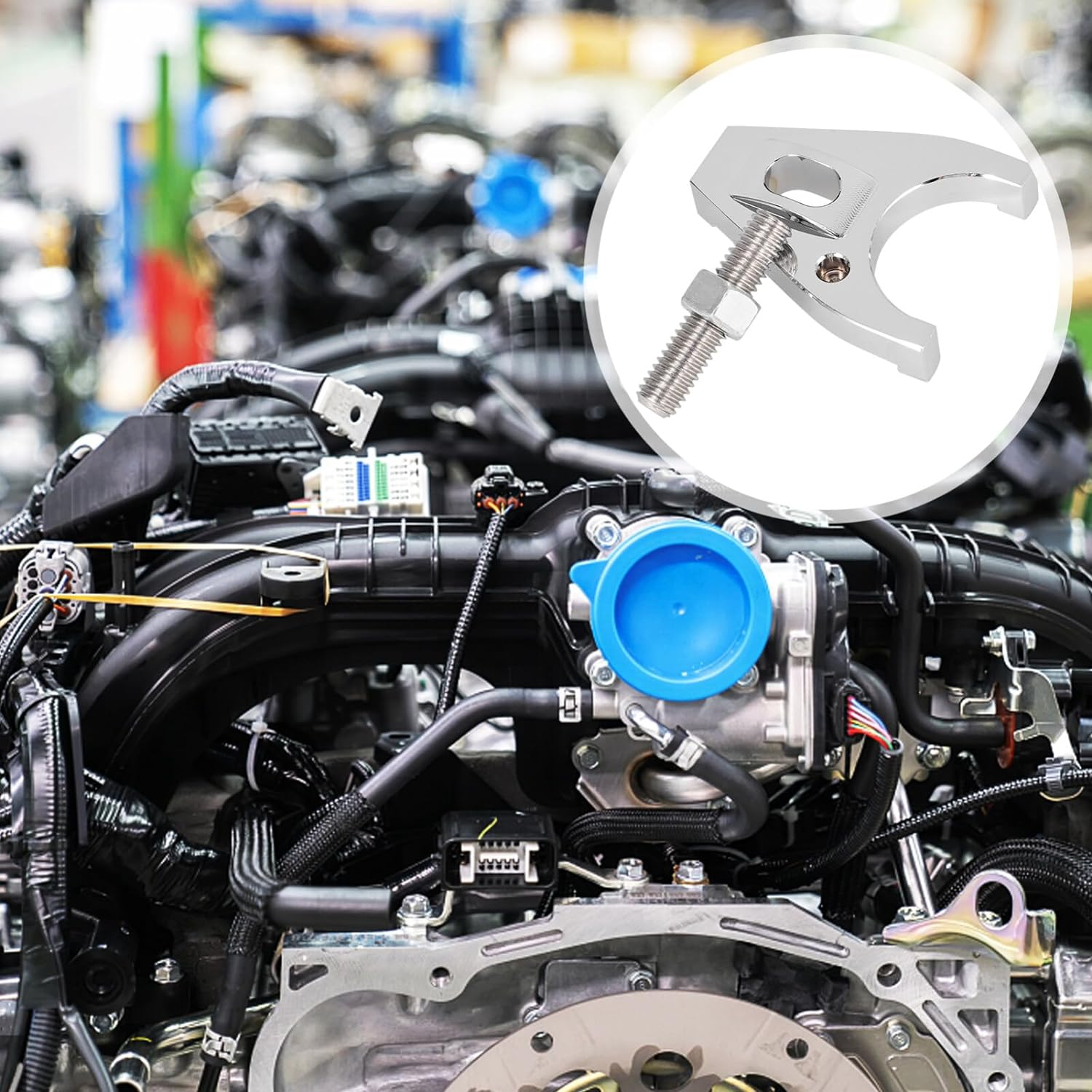 Gatuida Aluminum Distributor Clamp Sturdy Hold-Down Bracket for Various Car Models Easy Installation Fixed Screws Construction for Enhanced Performance image number 5