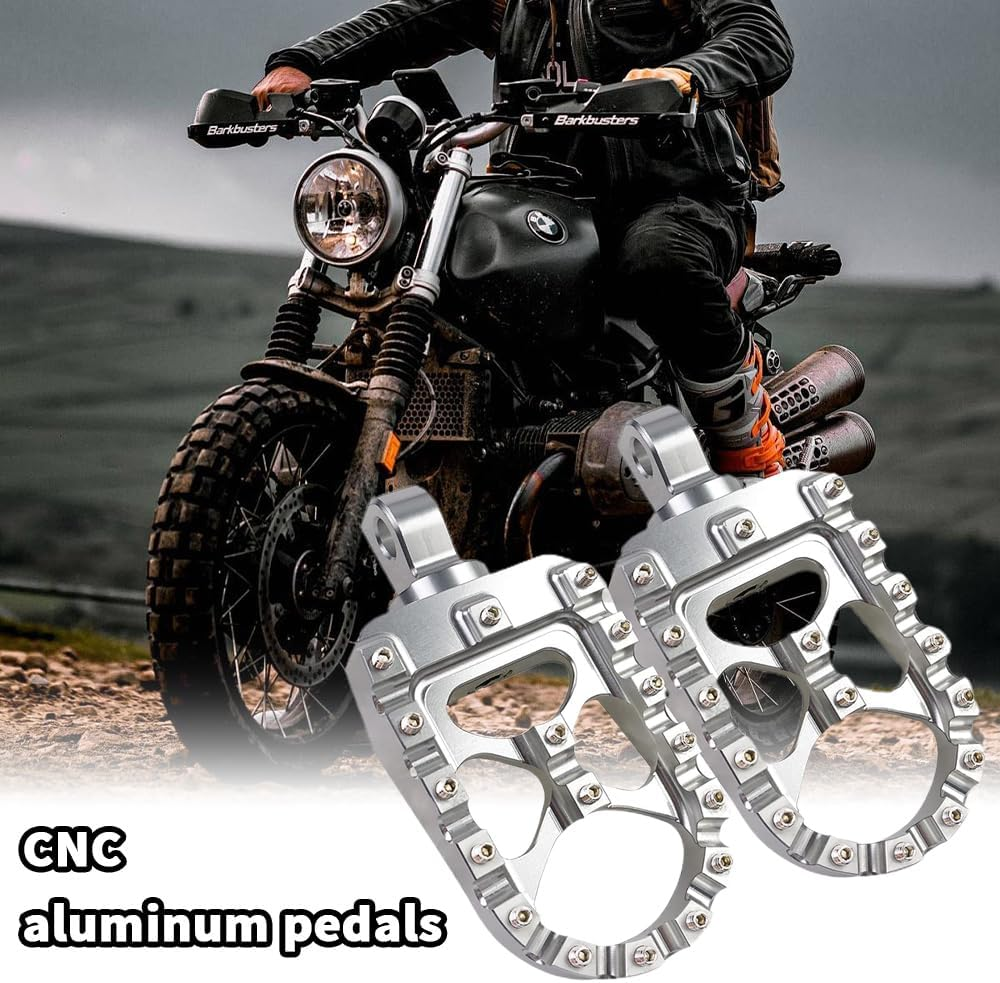 TOMVAES CNC Wide Foot Pegs 360&deg; Roating MX Chopper Bobber Style for Harley Dyna Sportster Fatboy Iron 883 1200,Silver image number 1