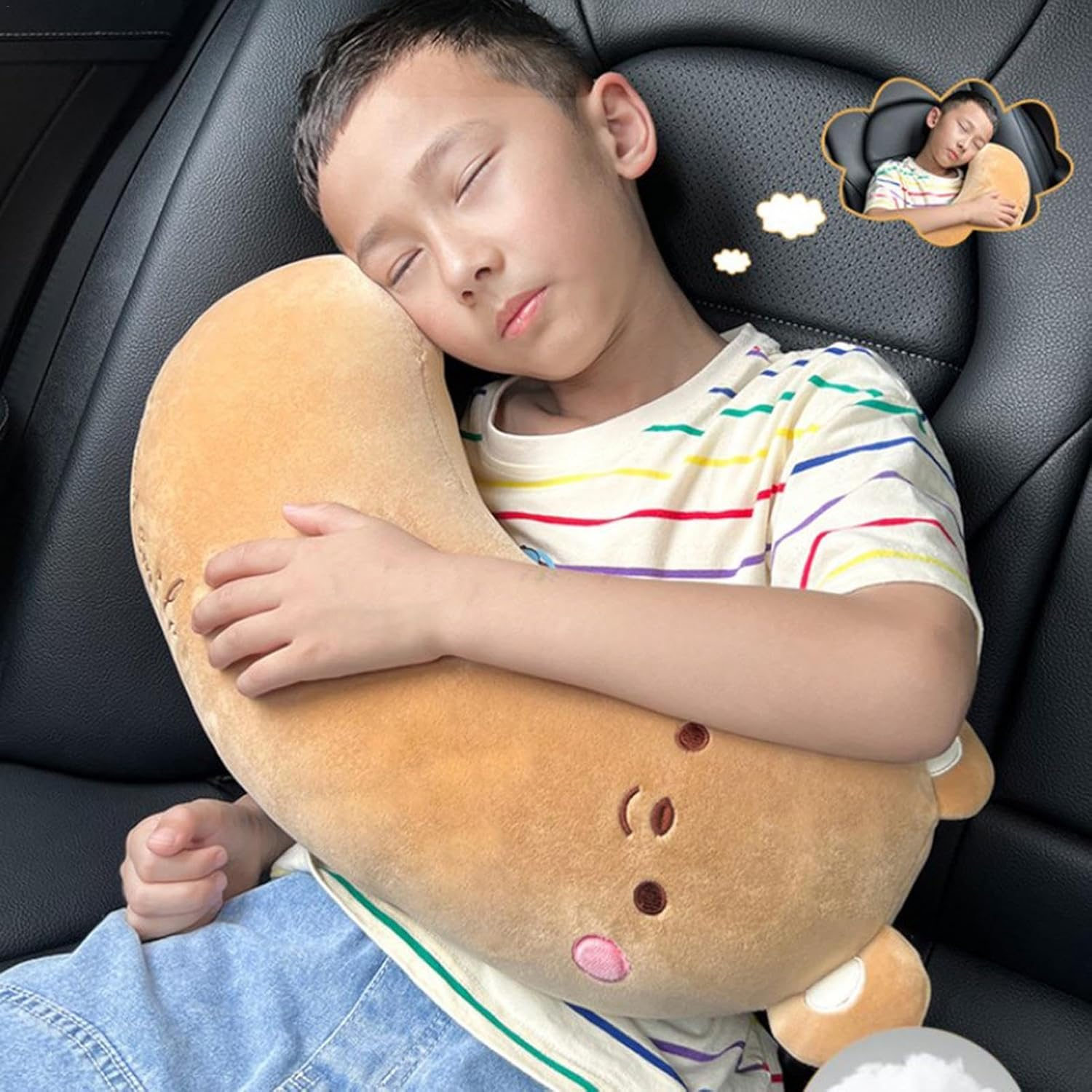 Seat Belt Cover Pad for Kids,Cute Seat Belt Cover Pillow Toddler Car Pillow | Washable Neck Support Cushion Car Seat Belt Cushion for Automobiles - Bear image number 3