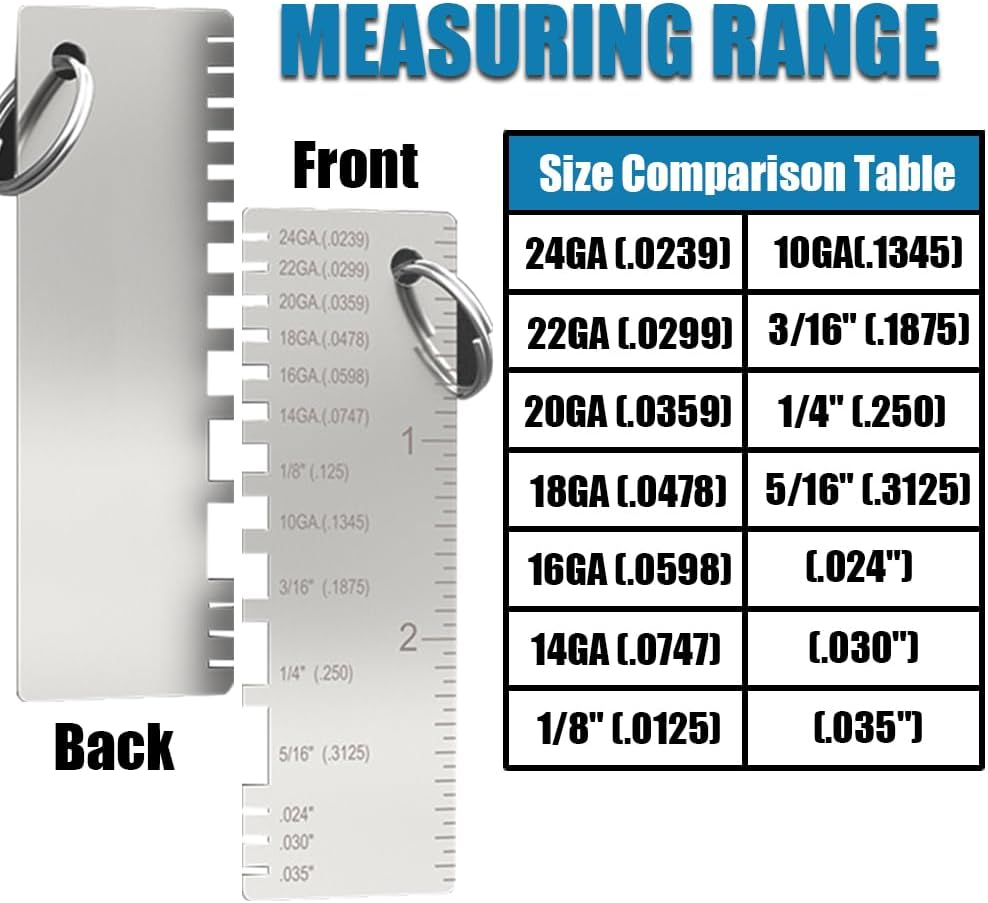 Yakamoz Stainless Steel Wire Gauge Measuring Tool, 3-In-1 Welding Inspection Tool Set (Wire Gauge + Weld Thickness Gauge + Fillet Weld Gauge) for Wire Welding image number 3