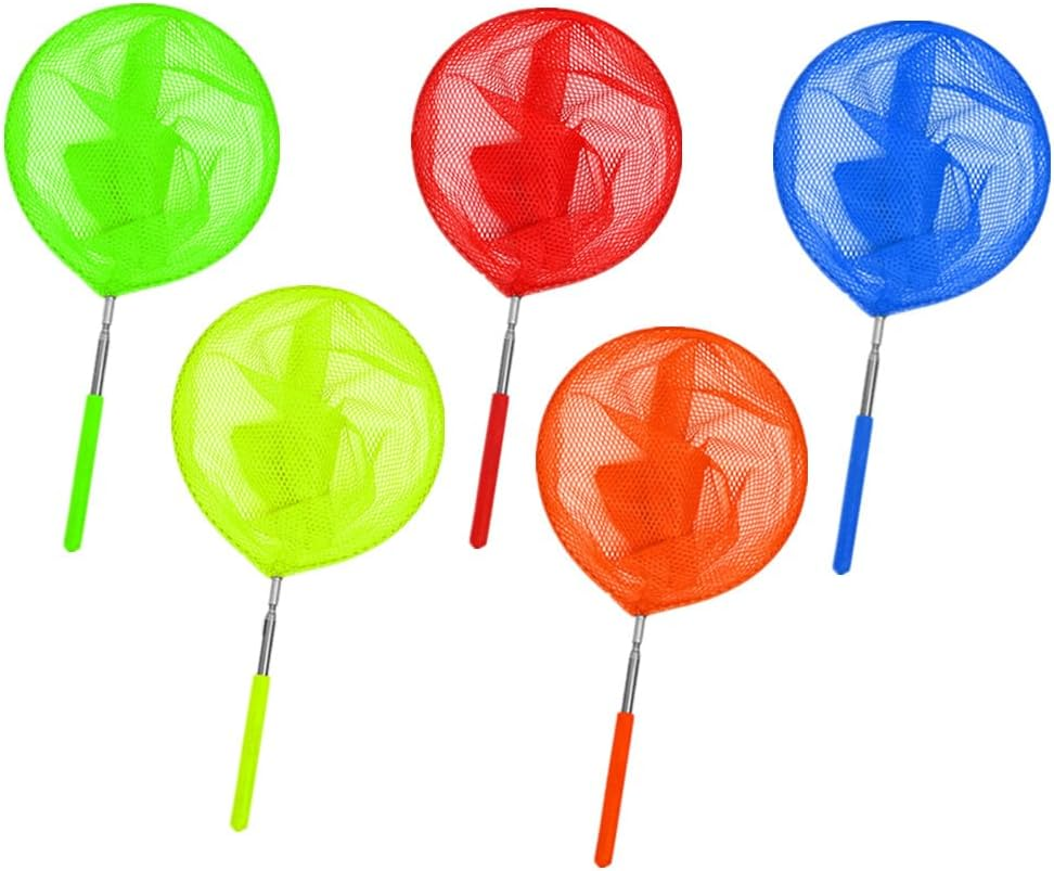 Telescopic Bug Net, Wanfoou 5 Pcs Retractable Fishing Nets, Colorful Butterfly Nets Catching Insects Fishing Nets Outdoor Tools Extendable,For Catching Bugs Fish Insect Ladybird