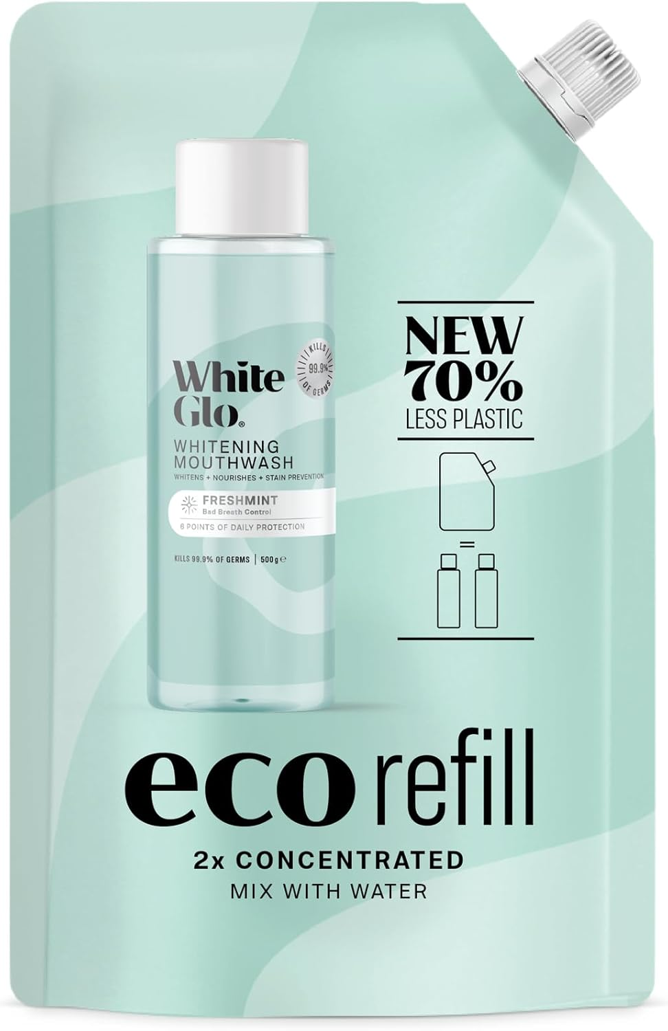 White Glo Whitening Mouthwash Eco-Refill 500 Ml image number 1