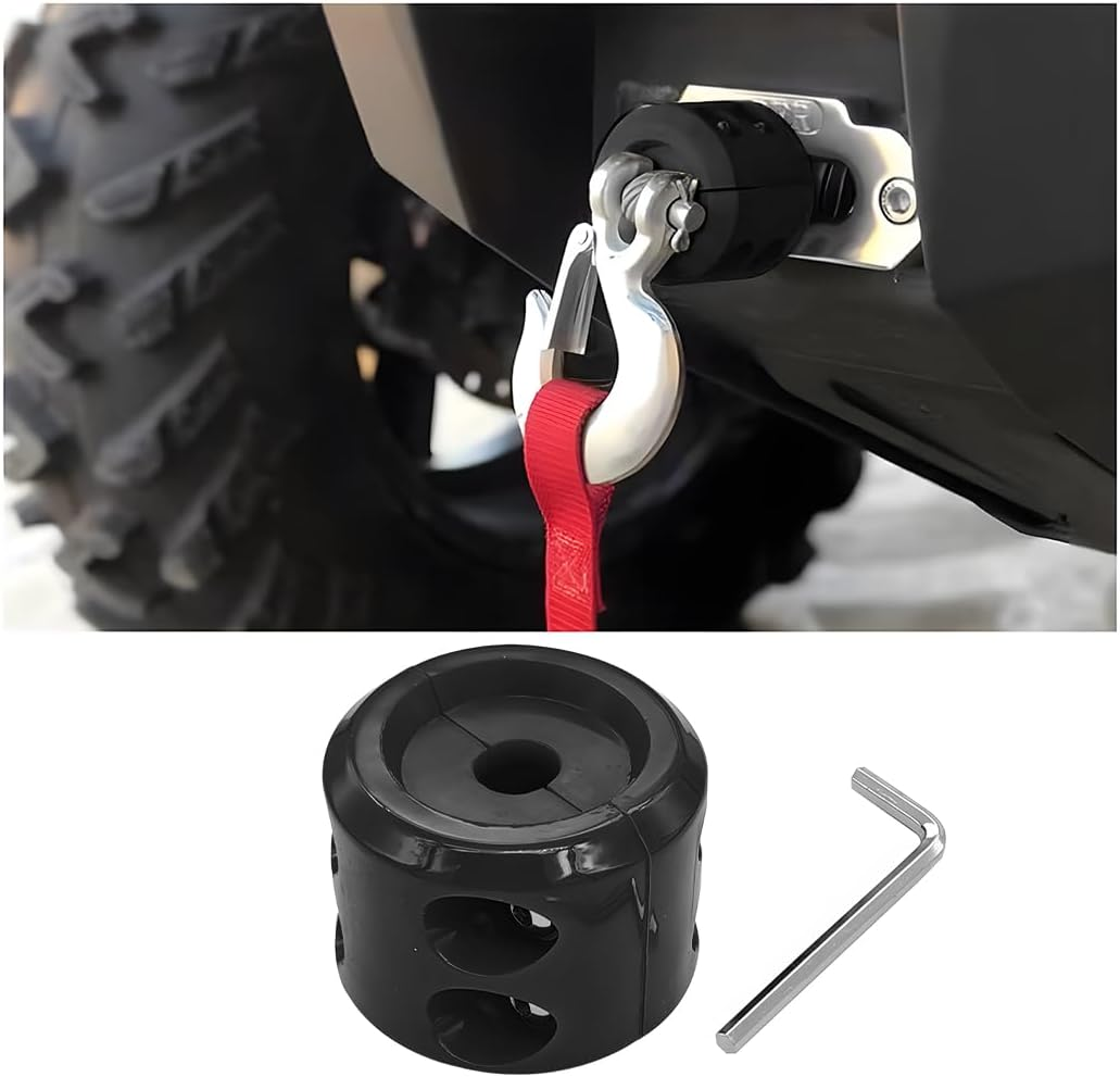 Car Rubber Winch Stopper for ATV UTV Truck, Cable Saver Hook Stopper Line for Synthetic Rope, Bump Shock Saver Dampener with Stainless Steel Screw and Nut, Quick Installation Tool (Orange)