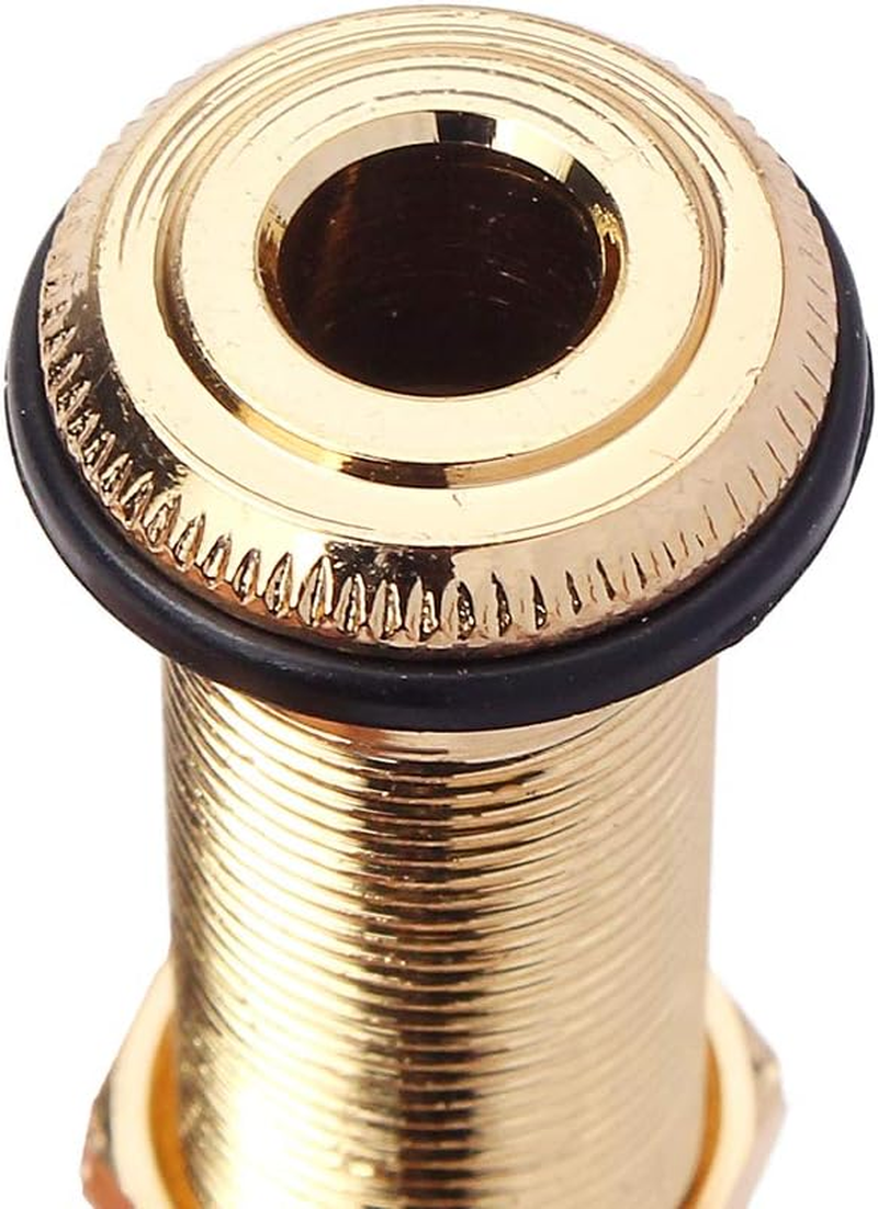 Alnicov Stereo Copper Guitar Bass Barrel Jack Cylinder Input/Output Jacks 4 Pins Gold image number 3