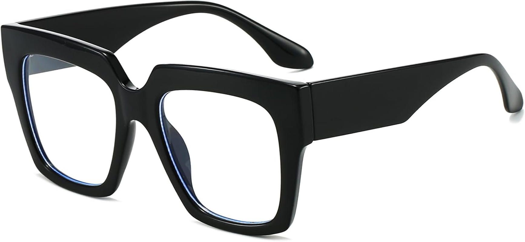 LJCZKA Oversized Square Blue Light Glasses for Women Men Computer Glasses Thick Frame anti Eyestrain for Reading, Texting & Gaming