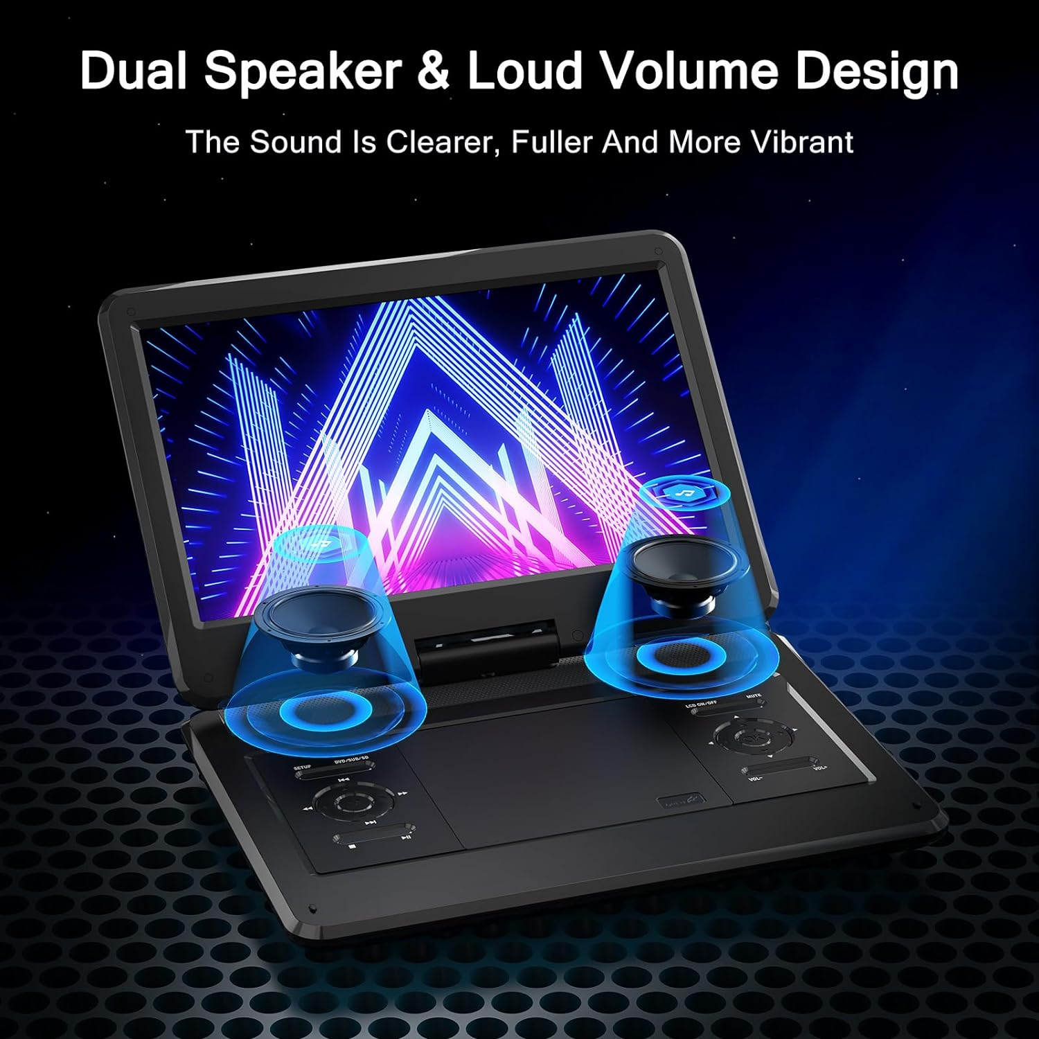 16.9" Portable DVD Player with 14.1" Large HD Screen, 4-6 Hours Rechargeable Battery, Car DVD Player,Regions Free,Dual Speakers, Support CD/DVD/SD Card/Usb,[Not Support Blu-Ray]&hellip; image number 5