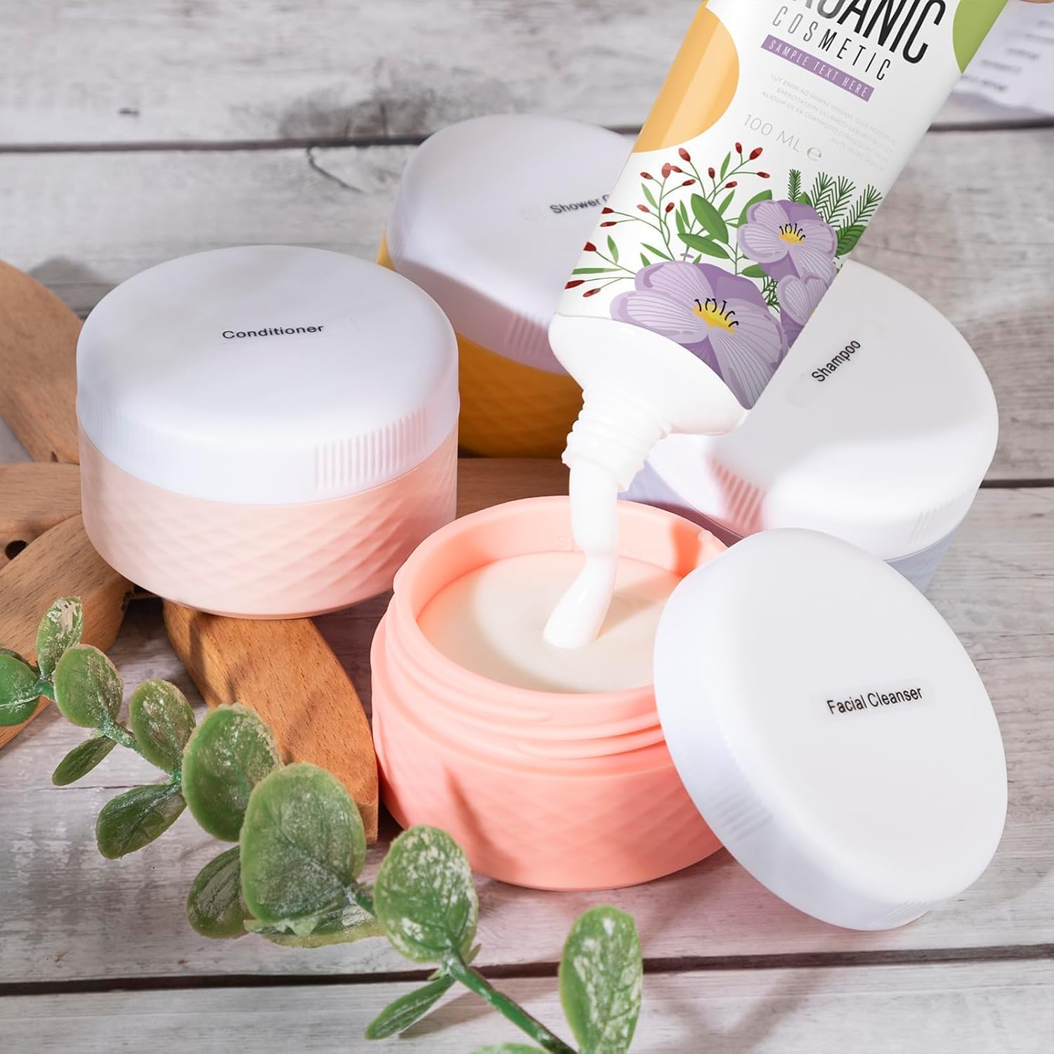 4 Pieces Jars, 50 Ml Silicone Cream Jar Mini Jars with Transparent Bag, Bpa-Free Travel Containers for Cosmetics, Travel Essentials/Cosmetic Bottles image number 6