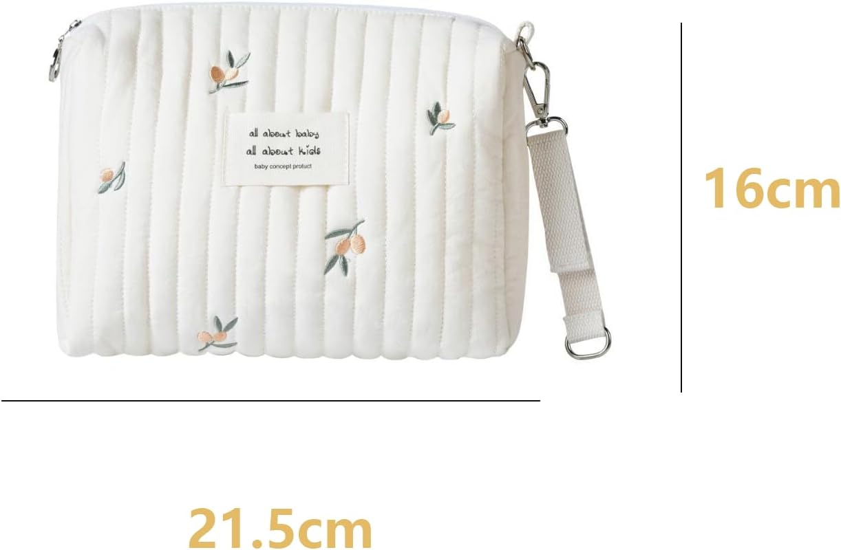 SIGONE Baby Diaper Bag, Cotton Nappy Changing Bag, Cute Organization Bag, Equipped with a Stroller Hook, Olive Print, 25X16X8Cm/9.84X6.30X3.15 In image number 5