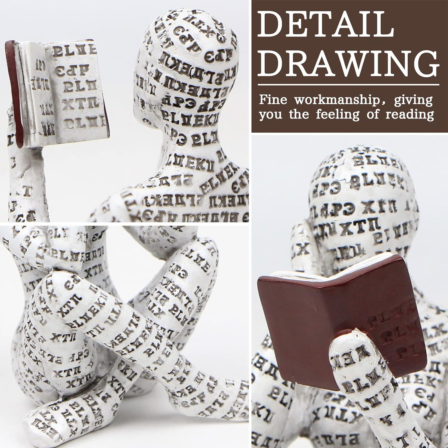 Prosfalt Home Decor Pulp Reading Women Figurine Thinker Statue Aesthetic Sculpture Room Decor Abstract Decorations on Desk Shelf Table Bookshelf for Living Room Office Bedroom FD92138777 - Sandstone - Right Reverie image number 6