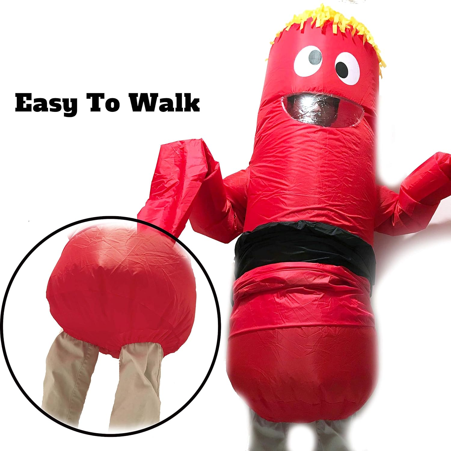 Spooktacular Creations Inflatable Costume Tube Dancer Wacky Waiving Arm Flailing Halloween Costume Adult Size - Red image number 2