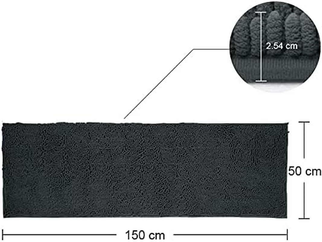 Bathroom Rug Mat Non Slip Black Extra Long Bath Mat for Bathroom Floor - Fluffy Soft, Ultra Absorbent and Machine Washable Striped Chenille Noodle Bath Runners Rugs for Bathroom (59" X 20", Black) image number 4