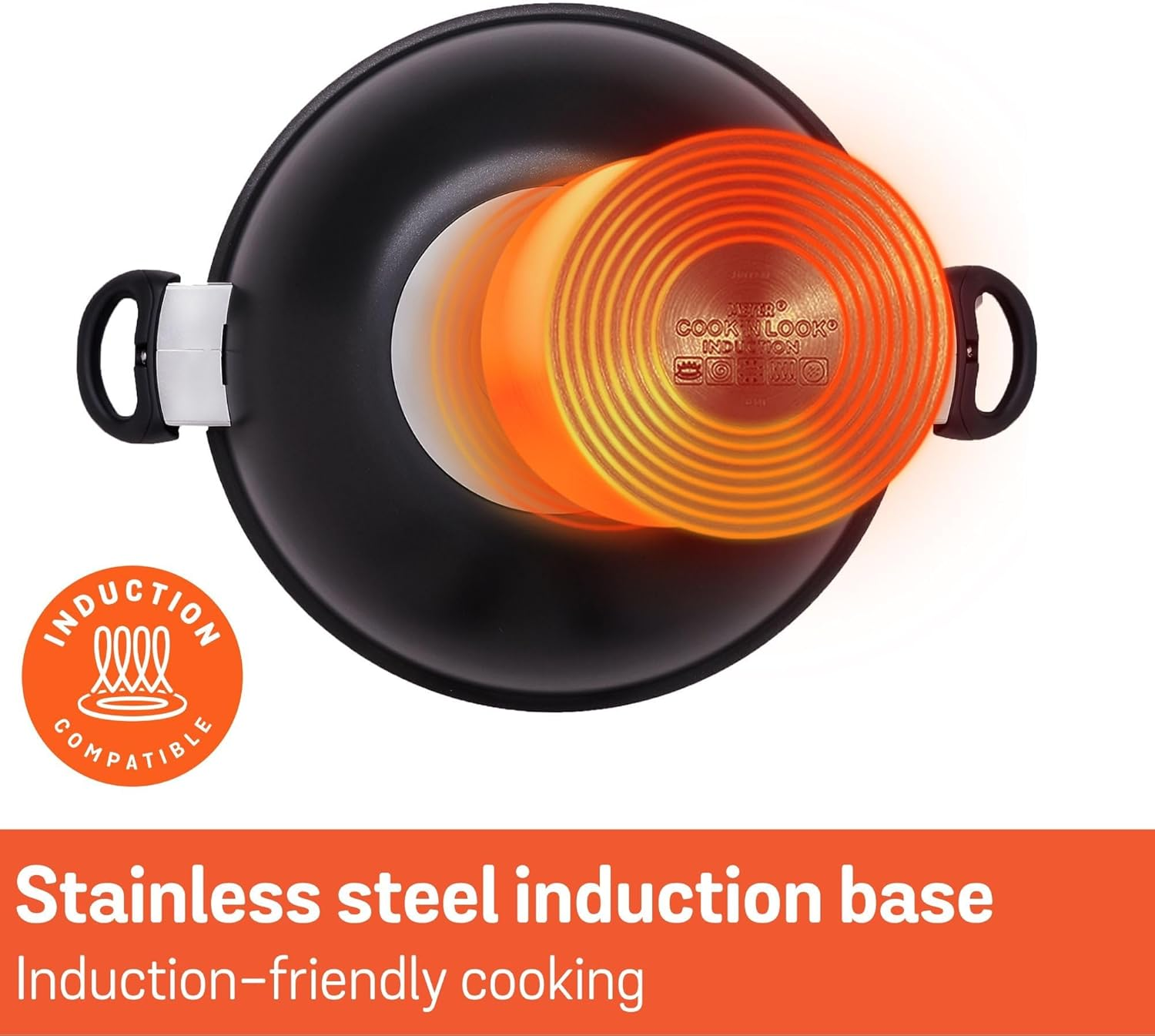 Meyer Cook N Look Non Stick 36Cm Covered Wok, Pots and Pans, Induction Compatible, Dishwasher Safe, Oven Safe, Black with Lid image number 4