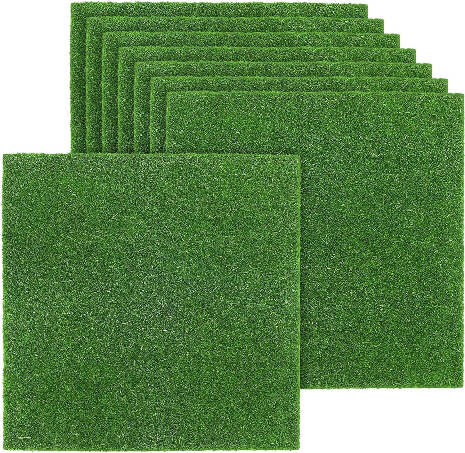 8-Pcs Miniature Fairy Artificial Grass Set - 6X6 Inch Fake Grass for Dollhouse, Craft Projects, and DIY Garden Decorations image number 2