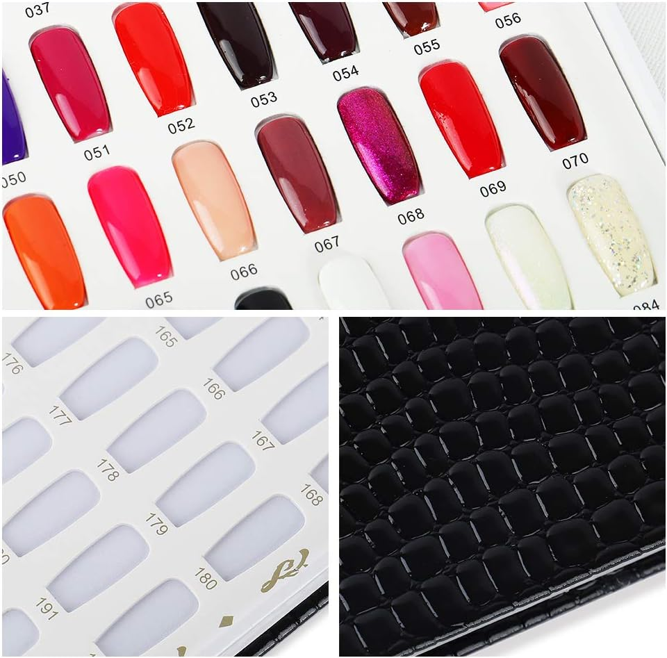 Acycoin2A Professional 216 Nail Colors Chart Dip Powder Card with 240 Tips and Nail Polish Number Sticker Label (Black) image number 1