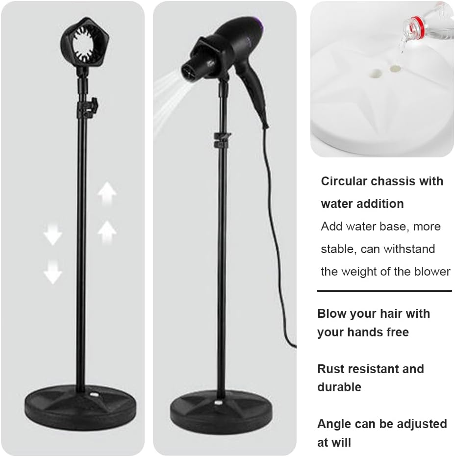 Hair Dryer Stand, 180 Degree Rotating Lazy Hair Dryer Stand, Lazy Stand Floor Hair Dryer Stand, Adjustable Height Hair Dryer Holder, Hands Free Hair Dryer Stand Holder Free Your Hands image number 2