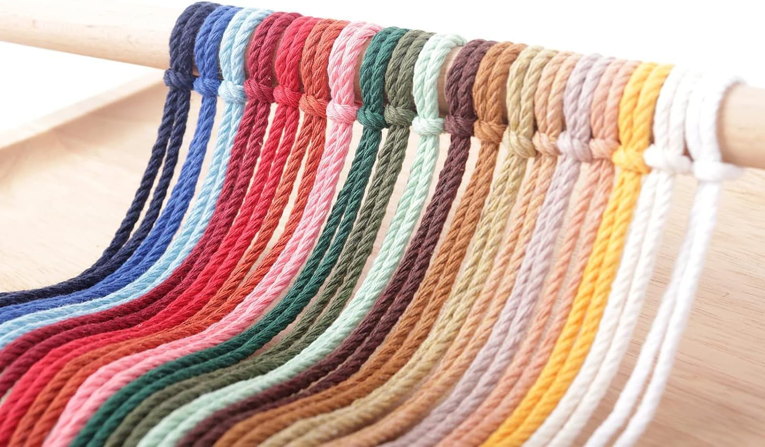 5 Rolls Natural Macrame Cord, Betterjonny 3Mm X 270 Yards Colored Macrame Rope, 4 Strand Twisted Cotton Rope Macrame Yarn, Colorful Cotton Craft Cord for Wall Hanging, Plant Hangers, Knitting, DIY - Big Red/Brick Red/Deep Pink/Light Pink/Wine Red image number 4