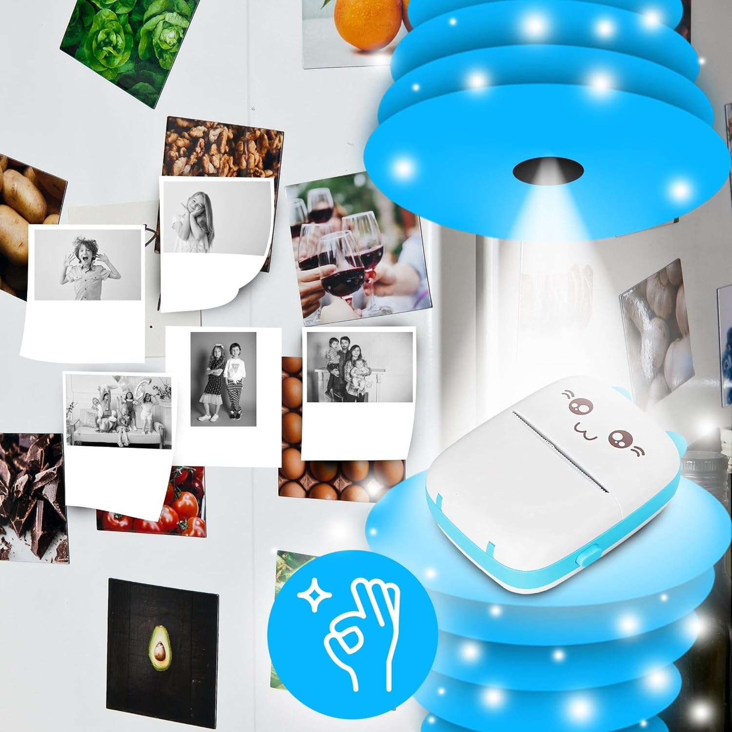 Retoo Mini Printer with 11 Rolls Printer Paper, Mobile Photo Printer, Portable Mini Photo Printer, Wireless Photo Printer, Thermal Printer, Smartphone Bluetooth Printer for List Journal image number 5